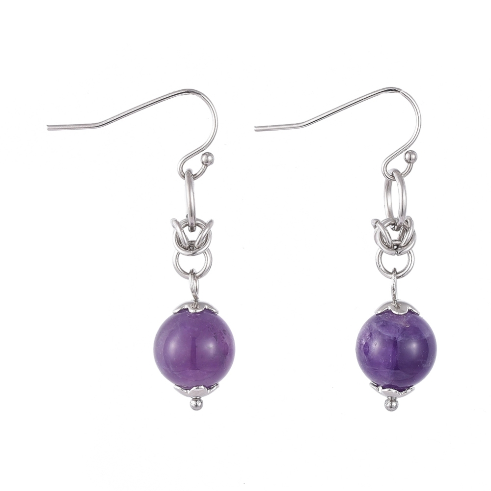 Boucles d\'oreilles améthyste polie