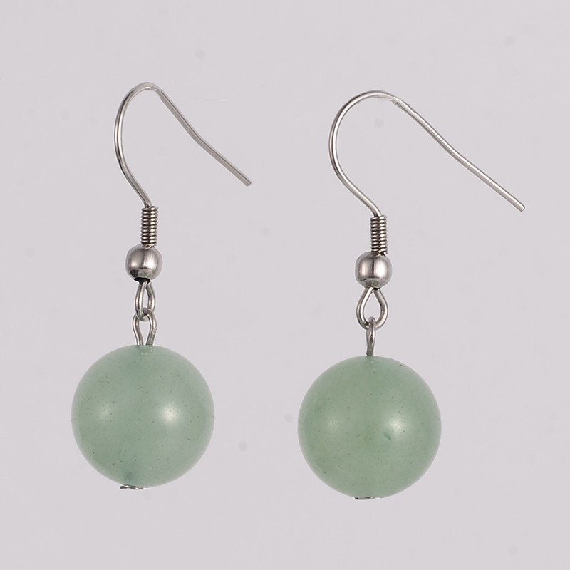Boucles d\'oreilles Aventurine perle de 10mm montage acier