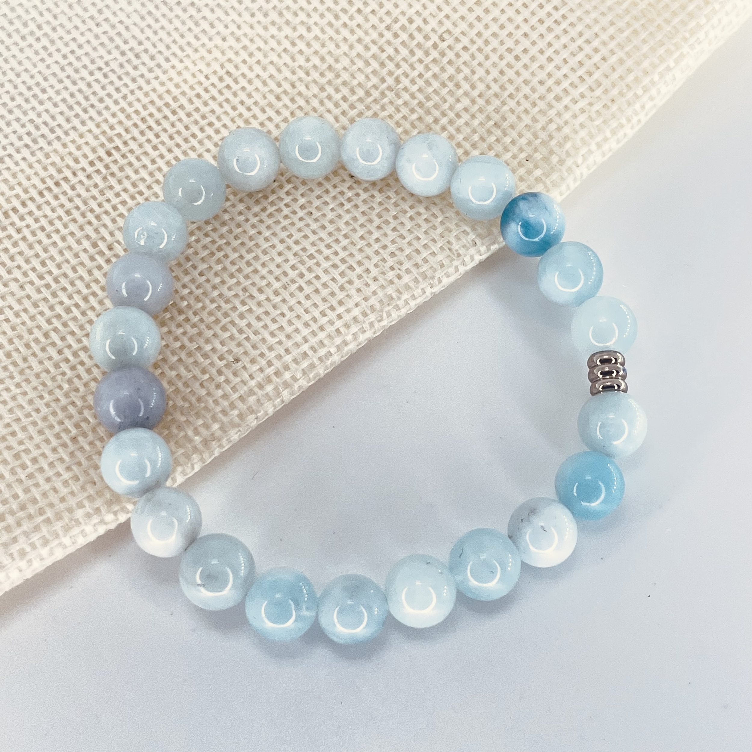 Bracelet perles 8 mm Aigue Marine