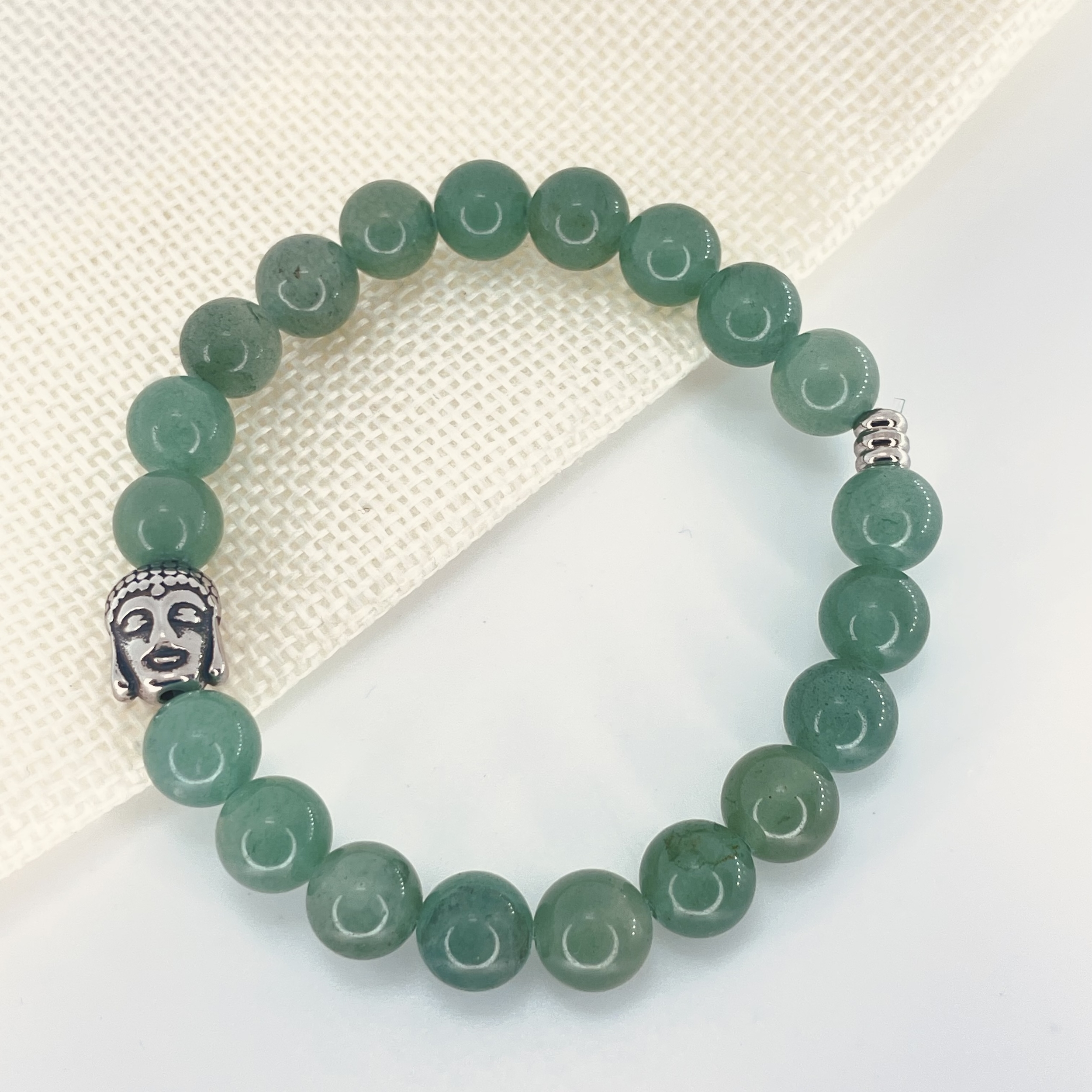 Bracelet perles 8mm Aventurine avec tête de bouddha