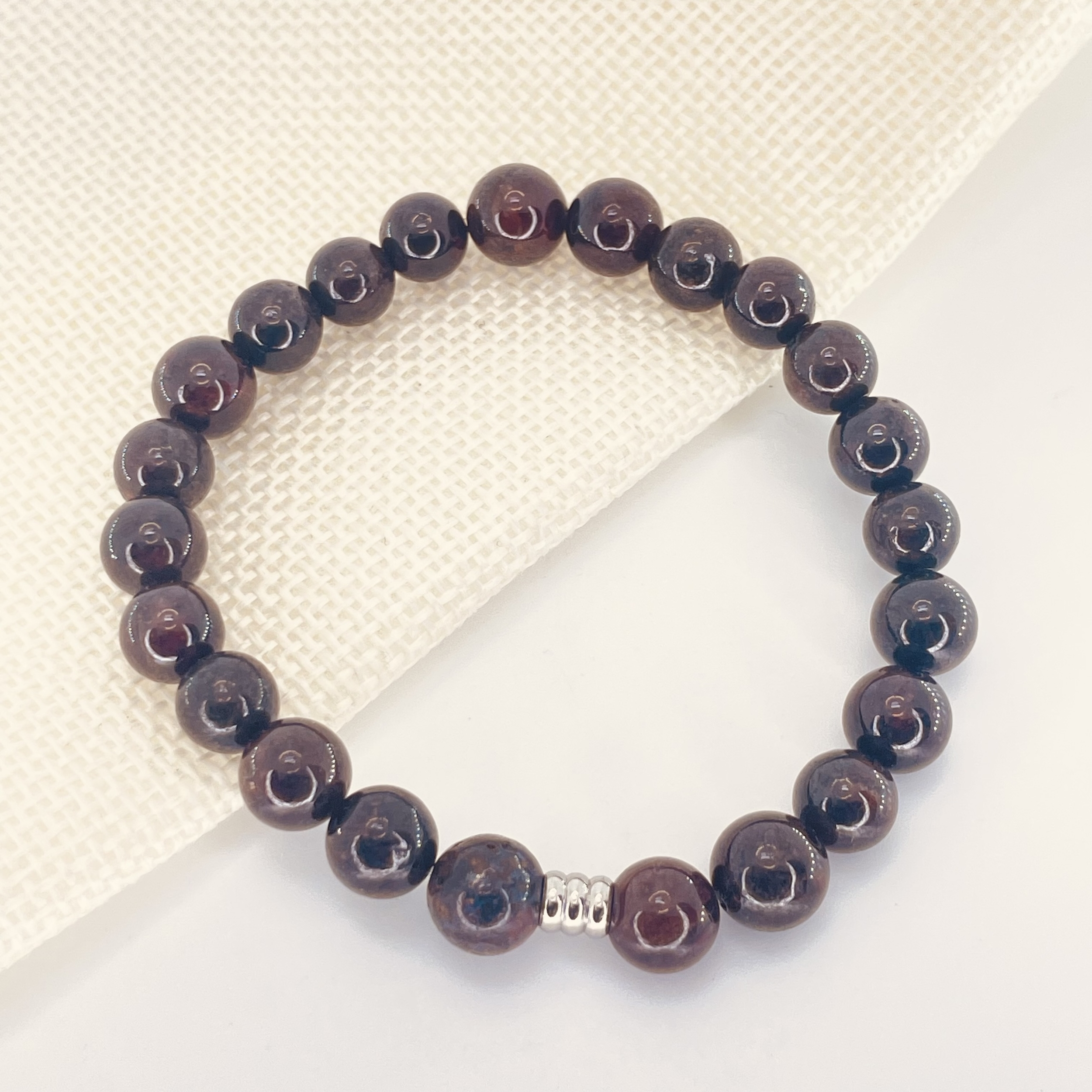 Bracelet perles 8 mm Grenat