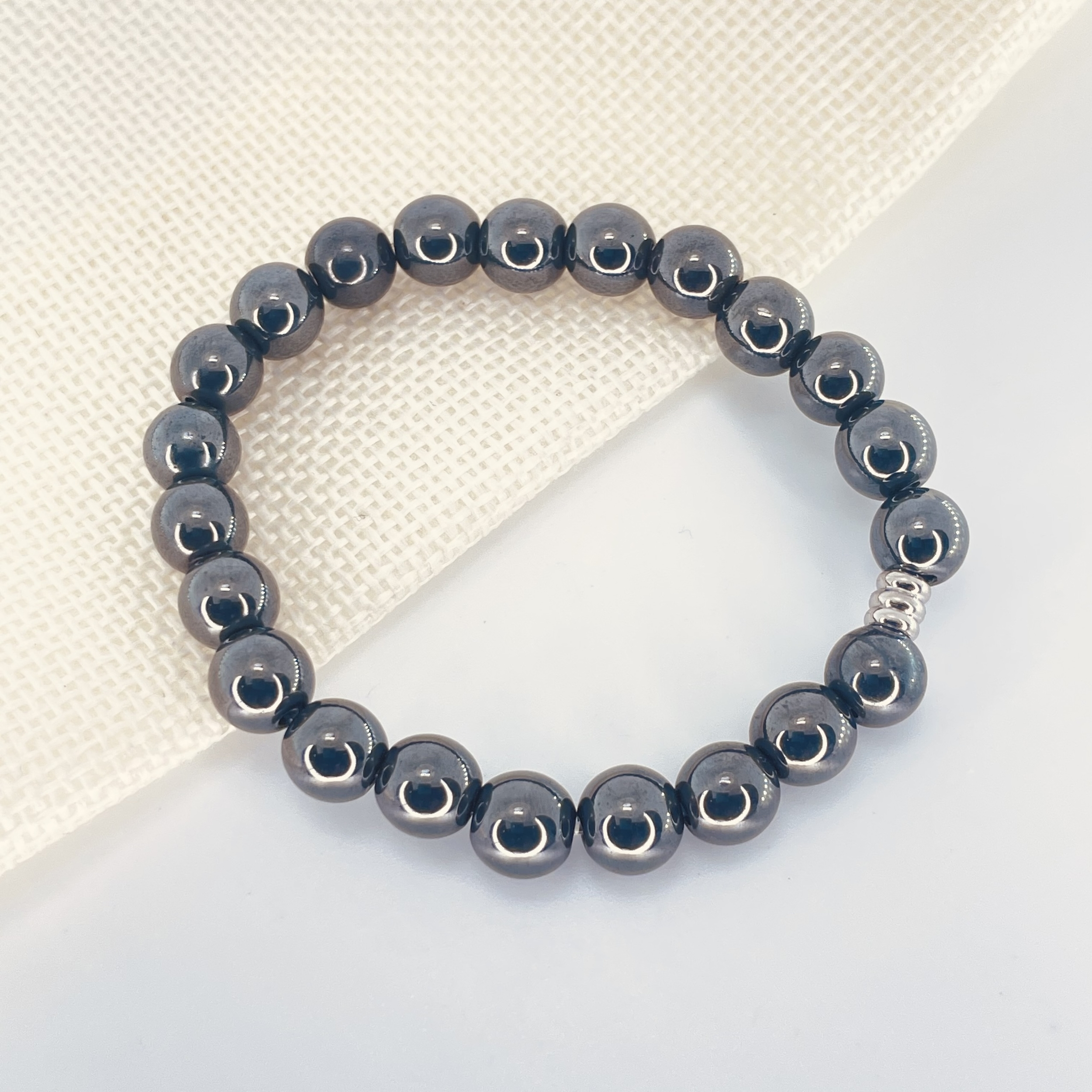 Bracelet perles 8mm Hématite