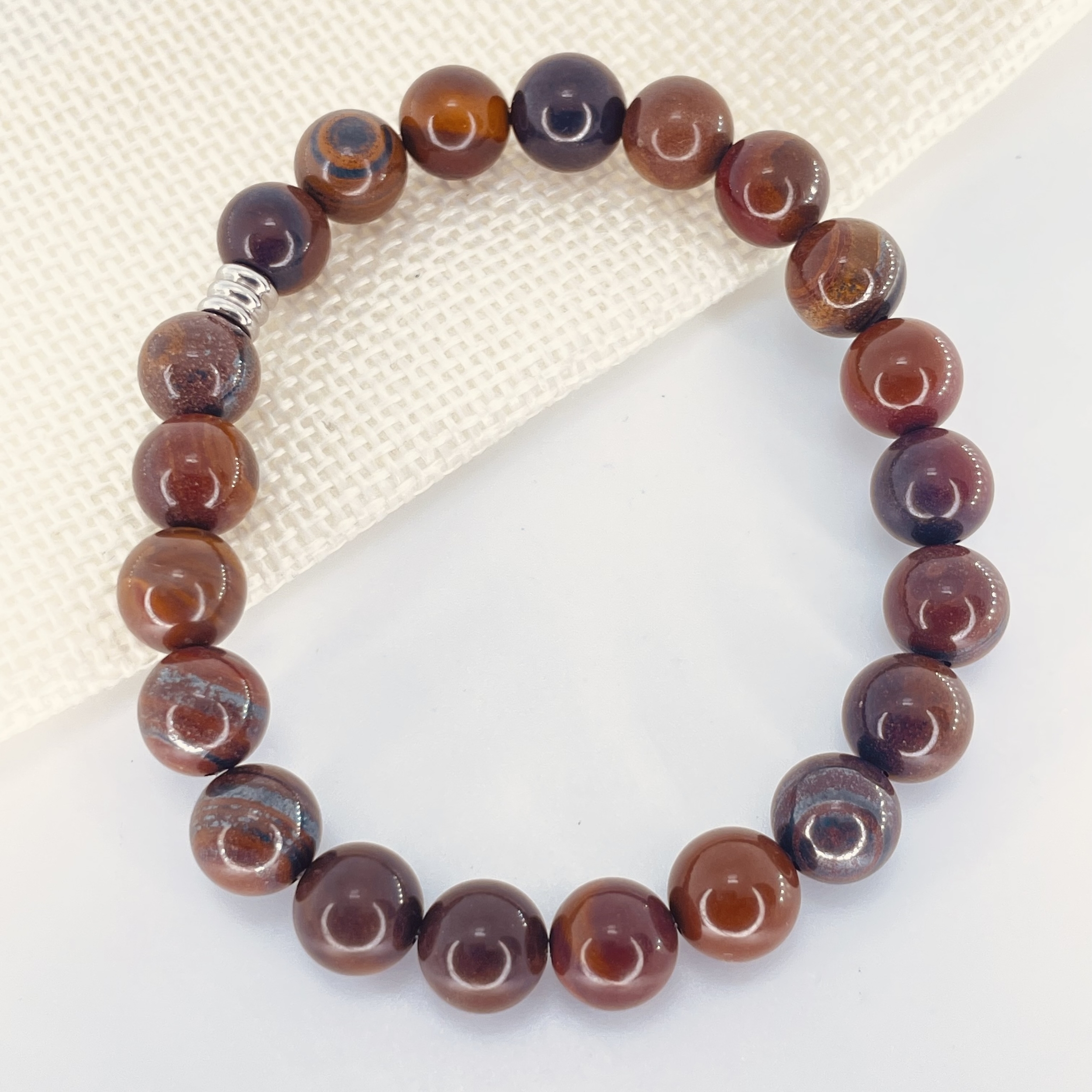 Bracelet Oeil de Fer en pierre naturelle perles 8 mm
