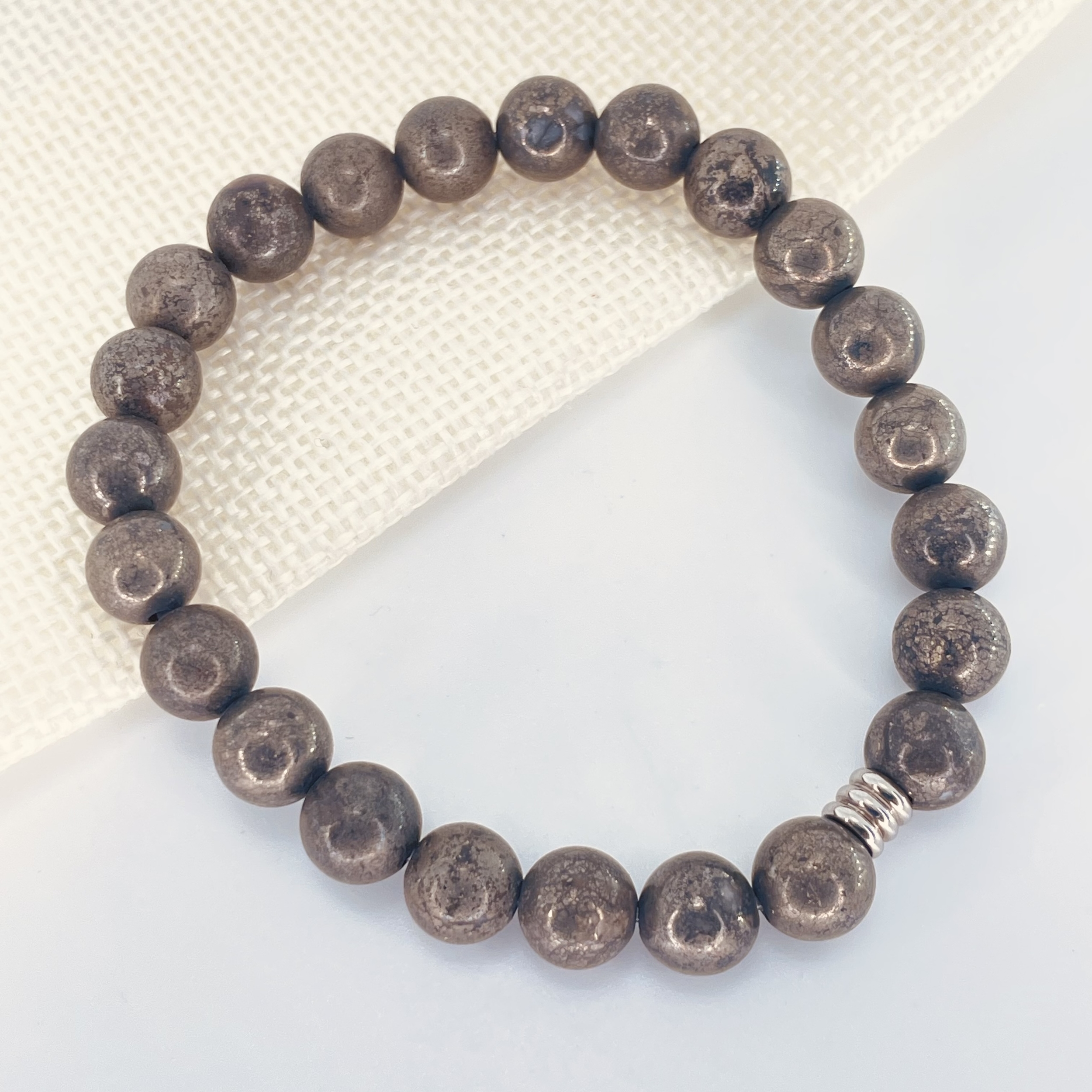 Bracelet perles de 8mm en pierre naturelle en PYRITE DE FER