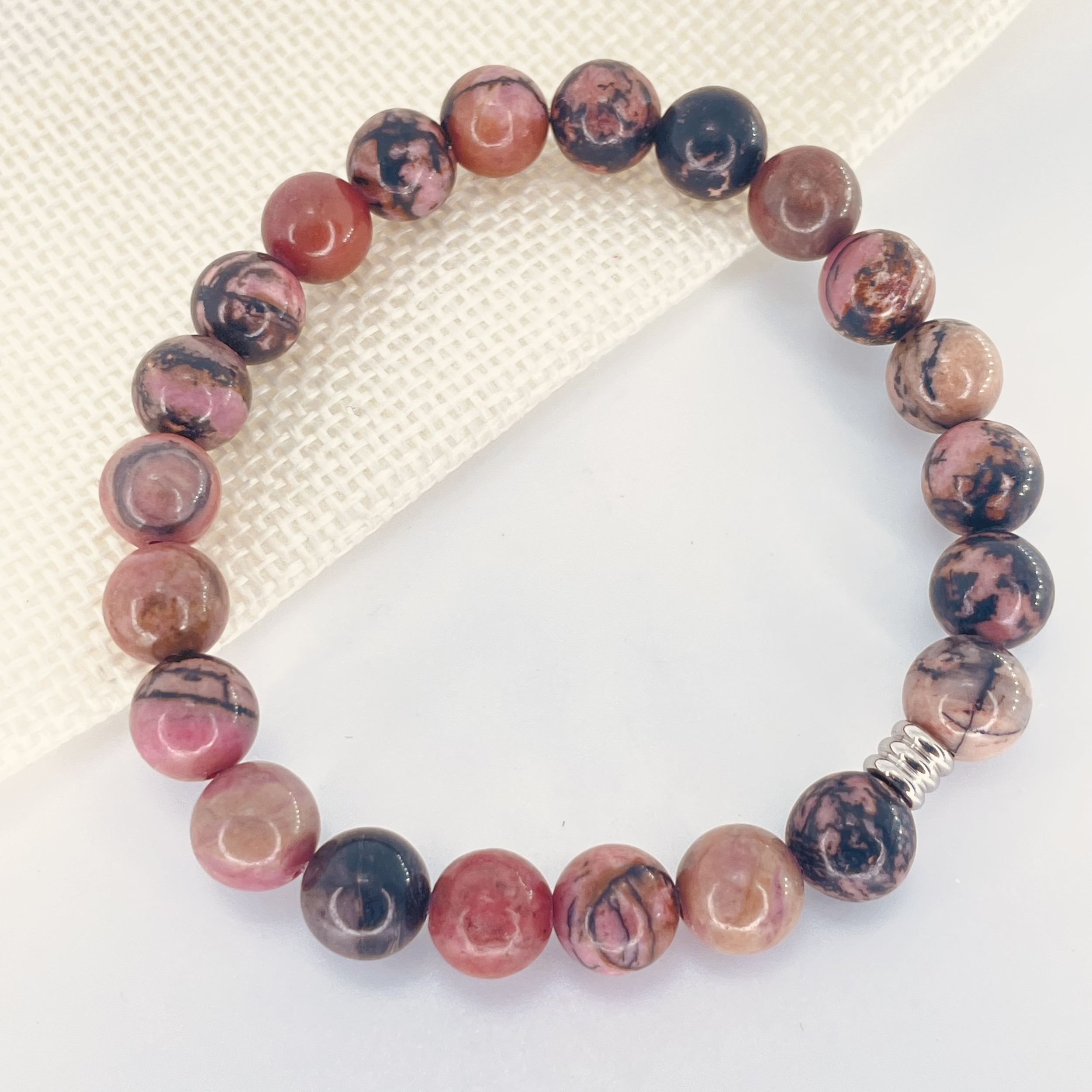 Bracelet perles 8 mm Rhodonite