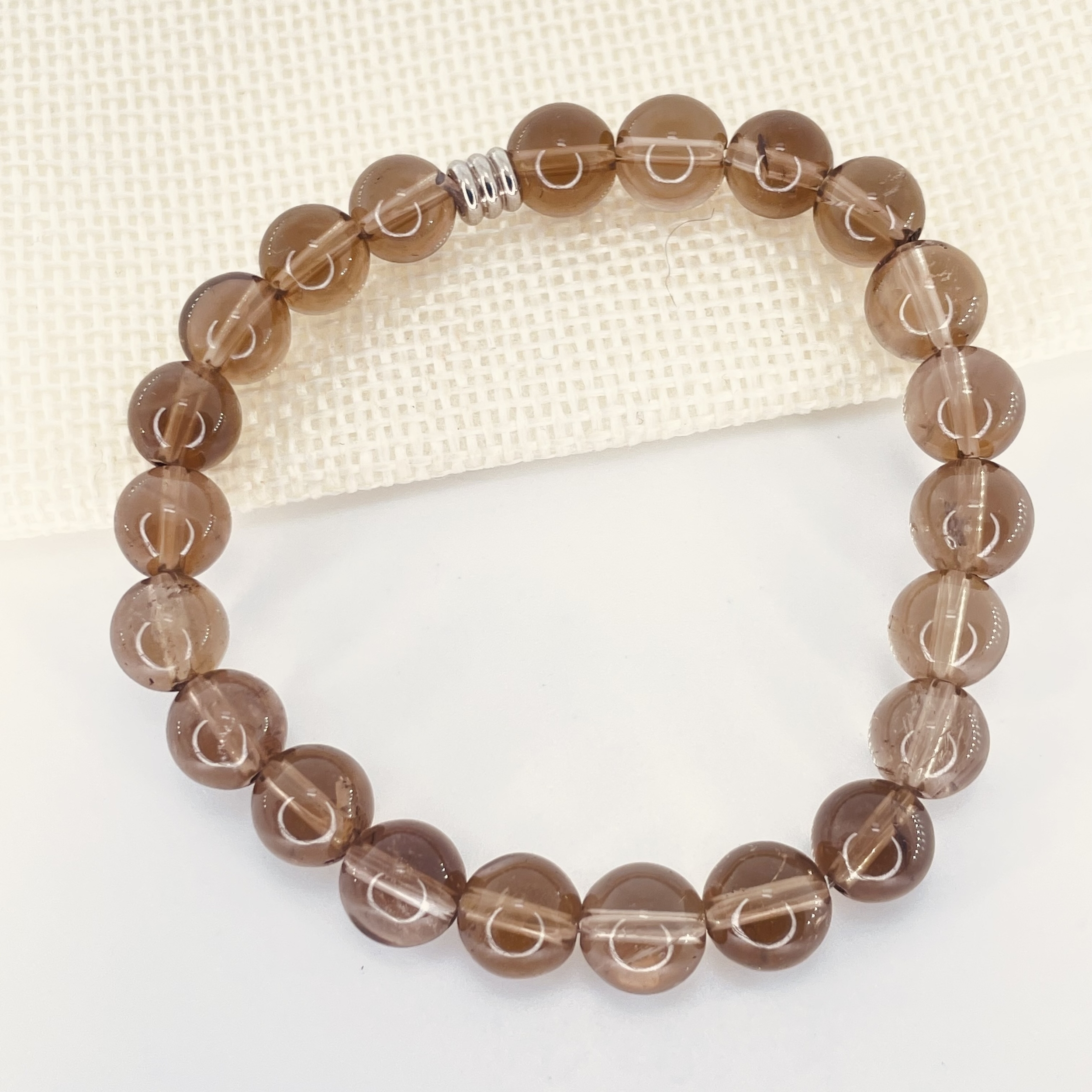 Bracelet perles 8 mm Quartz Fumé