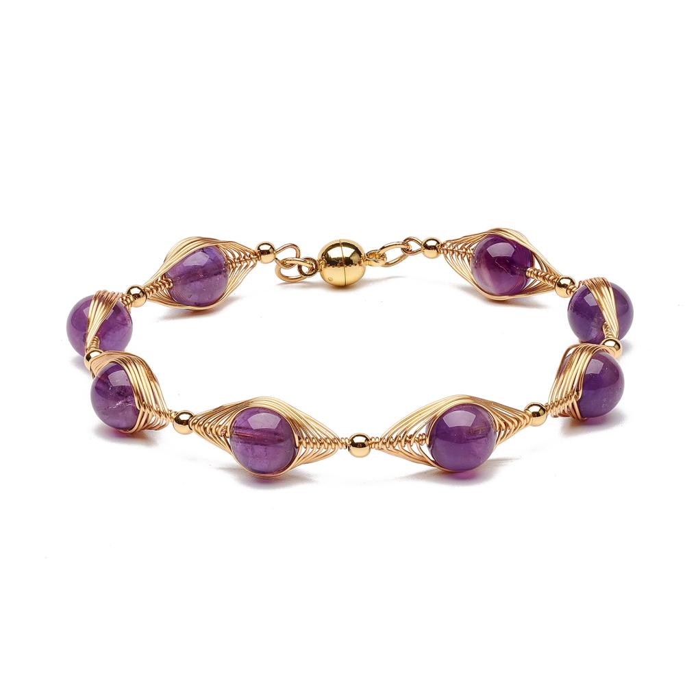 Bracelet en pierres naturelles d\'Amethyste