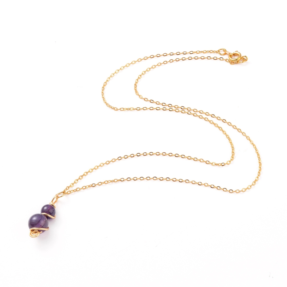 Collier Améthyste en pierre naturelle forme spirale