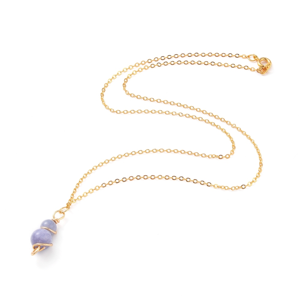 Collier Quartz bleu en pierre naturelle forme spirale