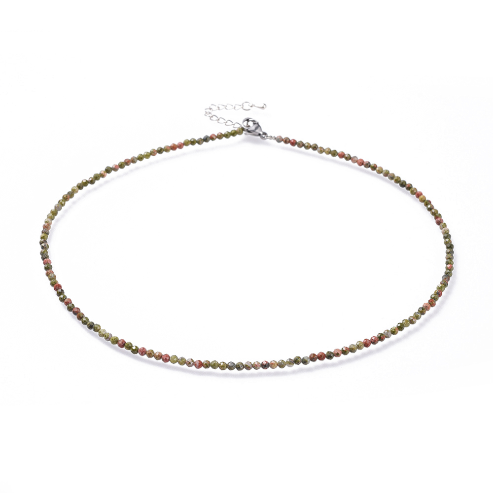 Collier Unakite en pierres naturelles facettées