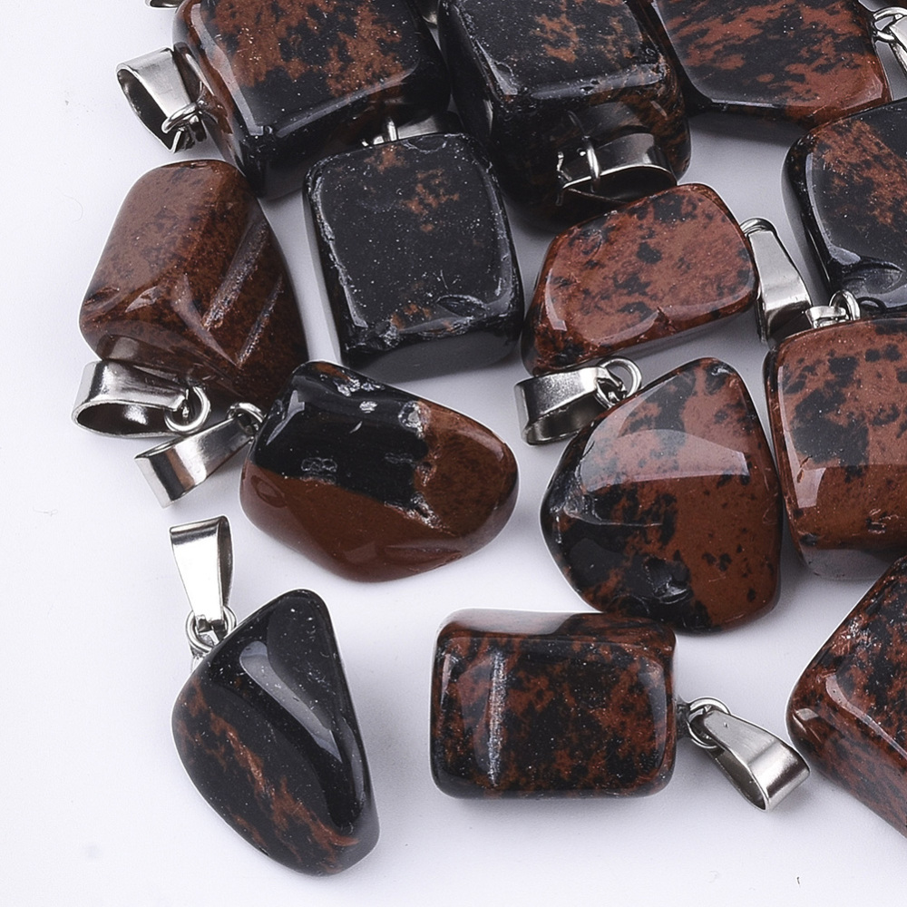 Pendentif Obsidienne acajou forme libre en pierre naturelle