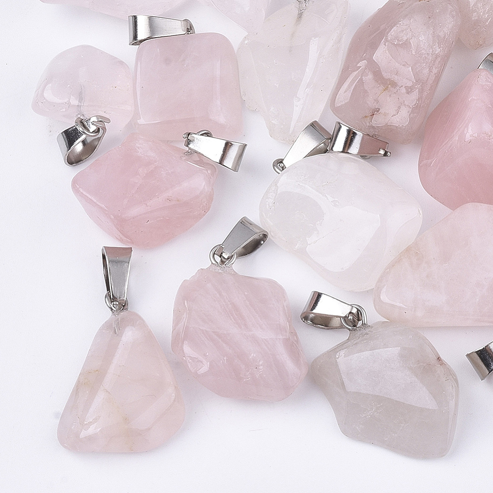 Pendentif Quartz Rose forme libre en pierre naturelle