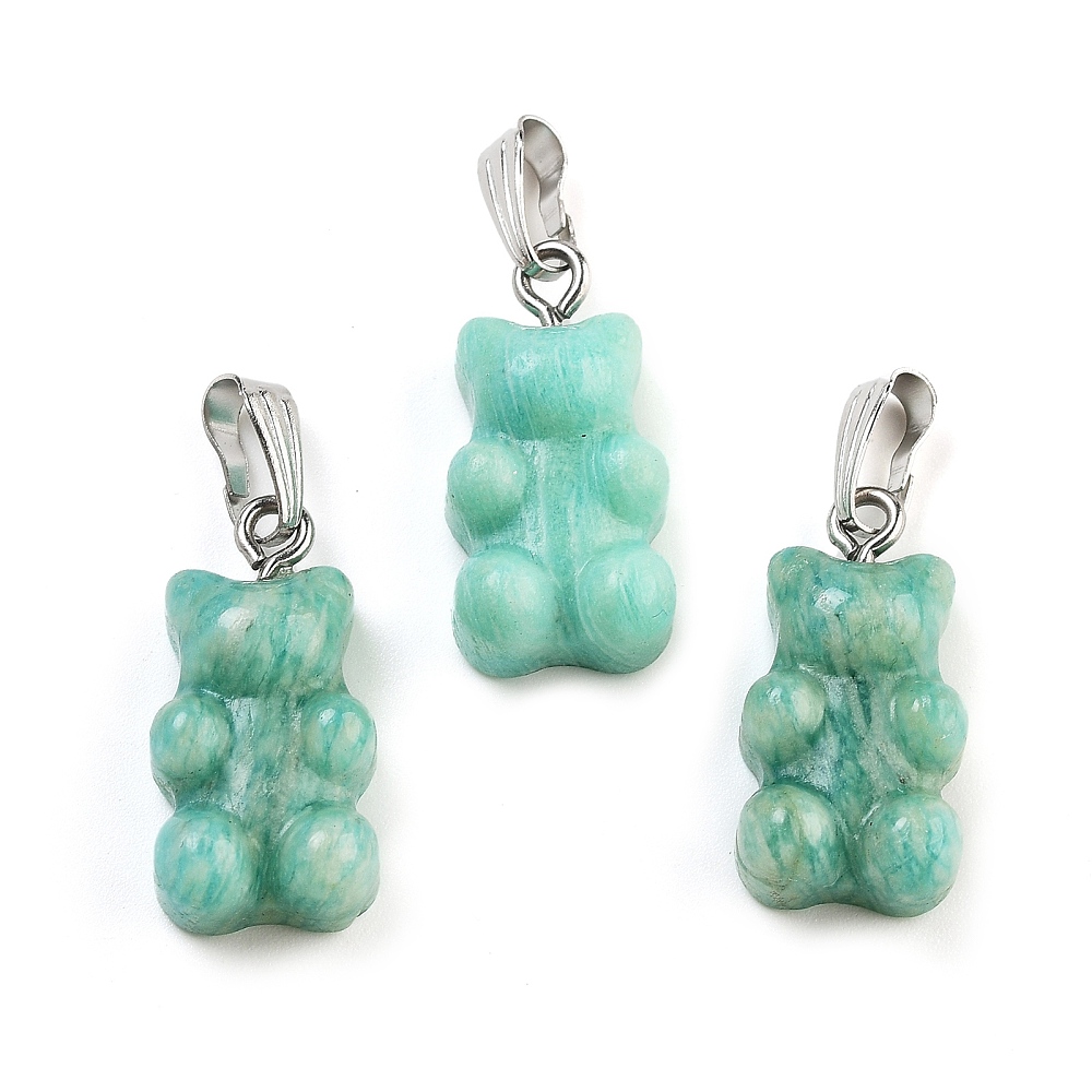Pendentif ourson Amazonite en pierre naturelle