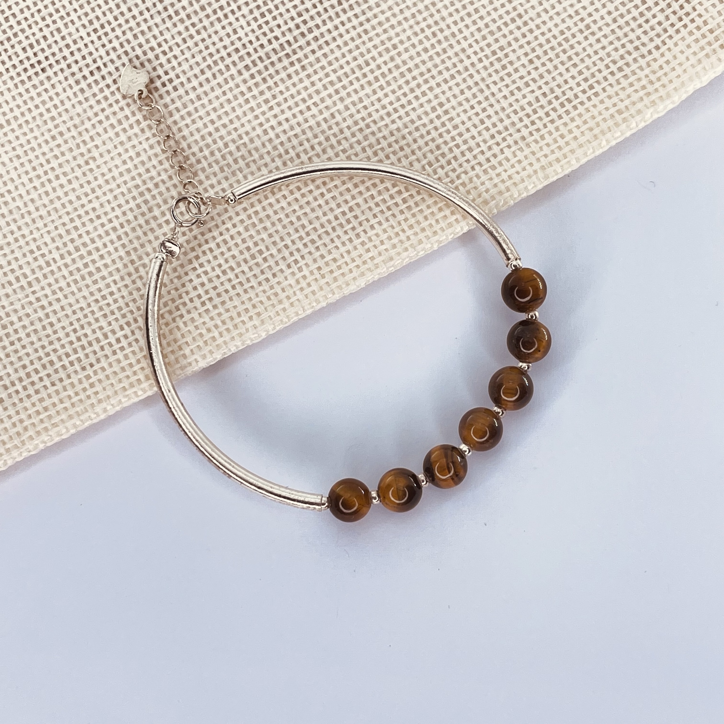 Bracelet oeil de tigre et argent 925
