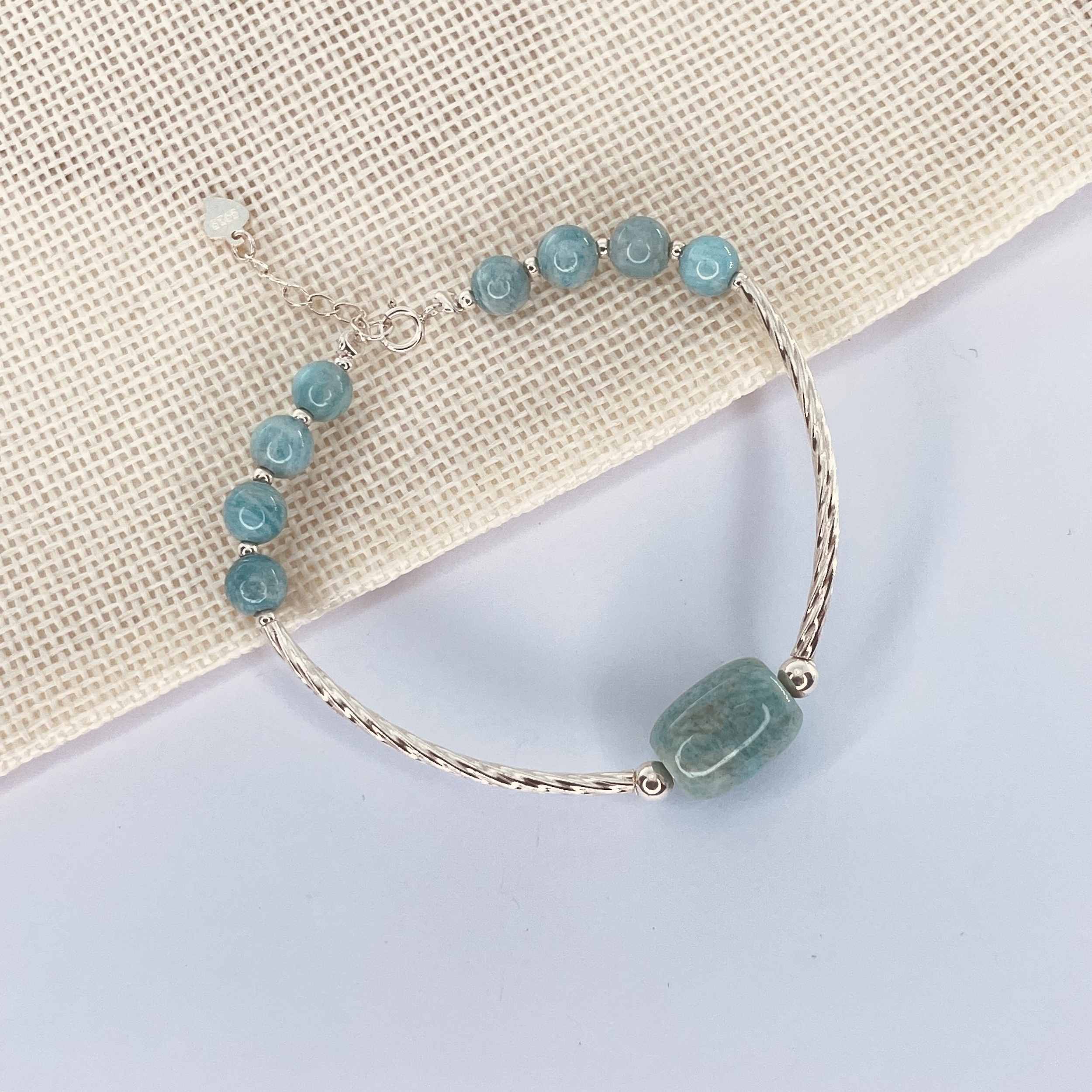 Bracelet perle Amazonite et argent 925