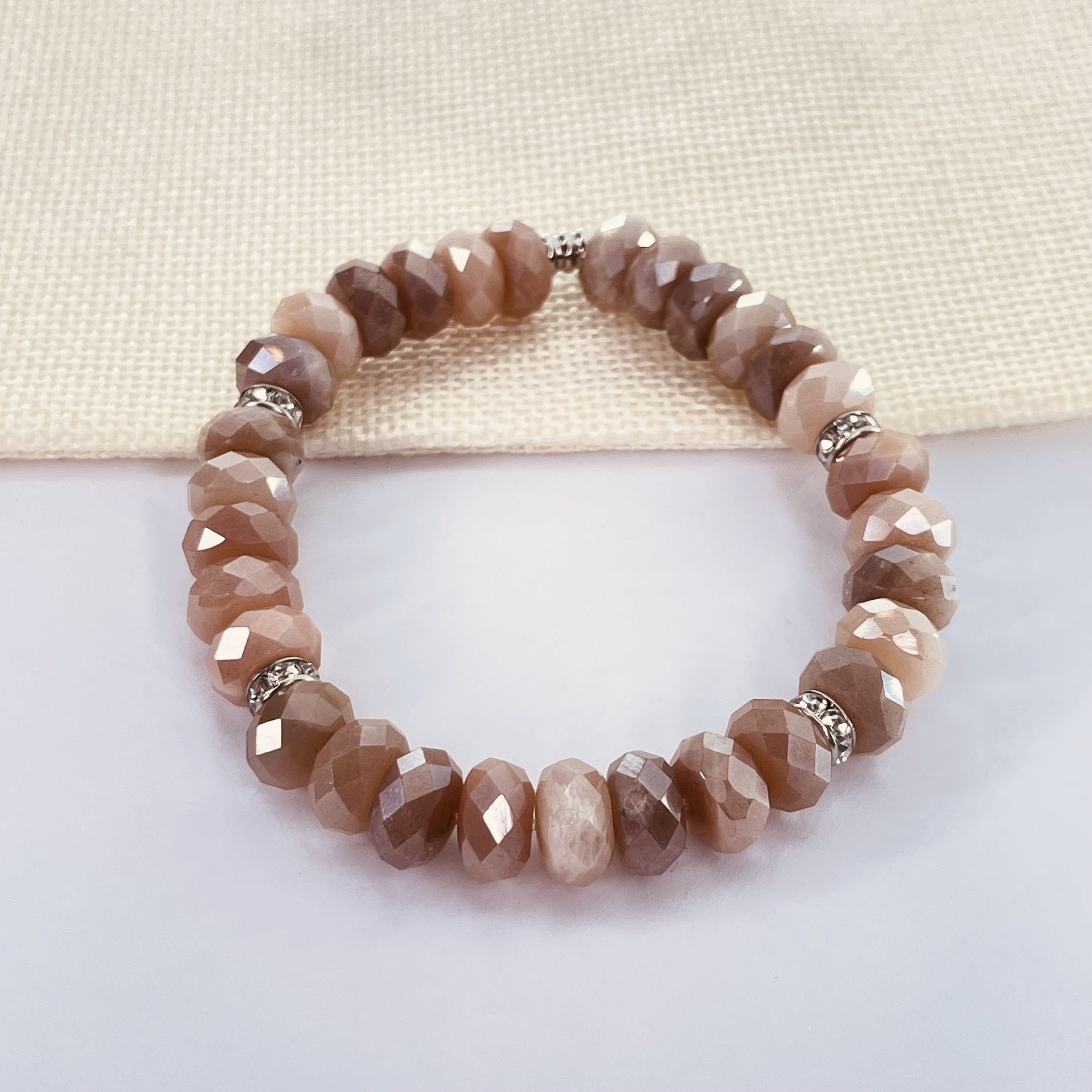 Bracelet Pierre de Soleil en pierre naturelle perles rondelles