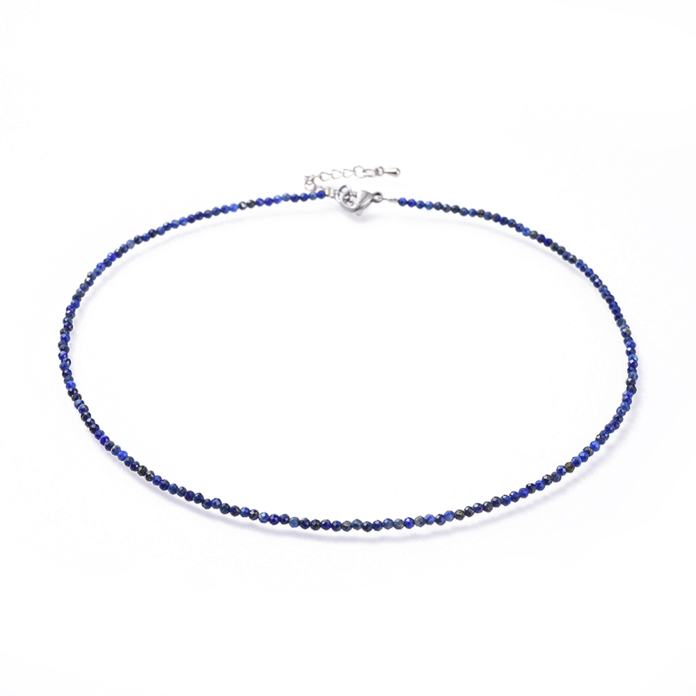 Collier lapis lazuli naturelles facettées