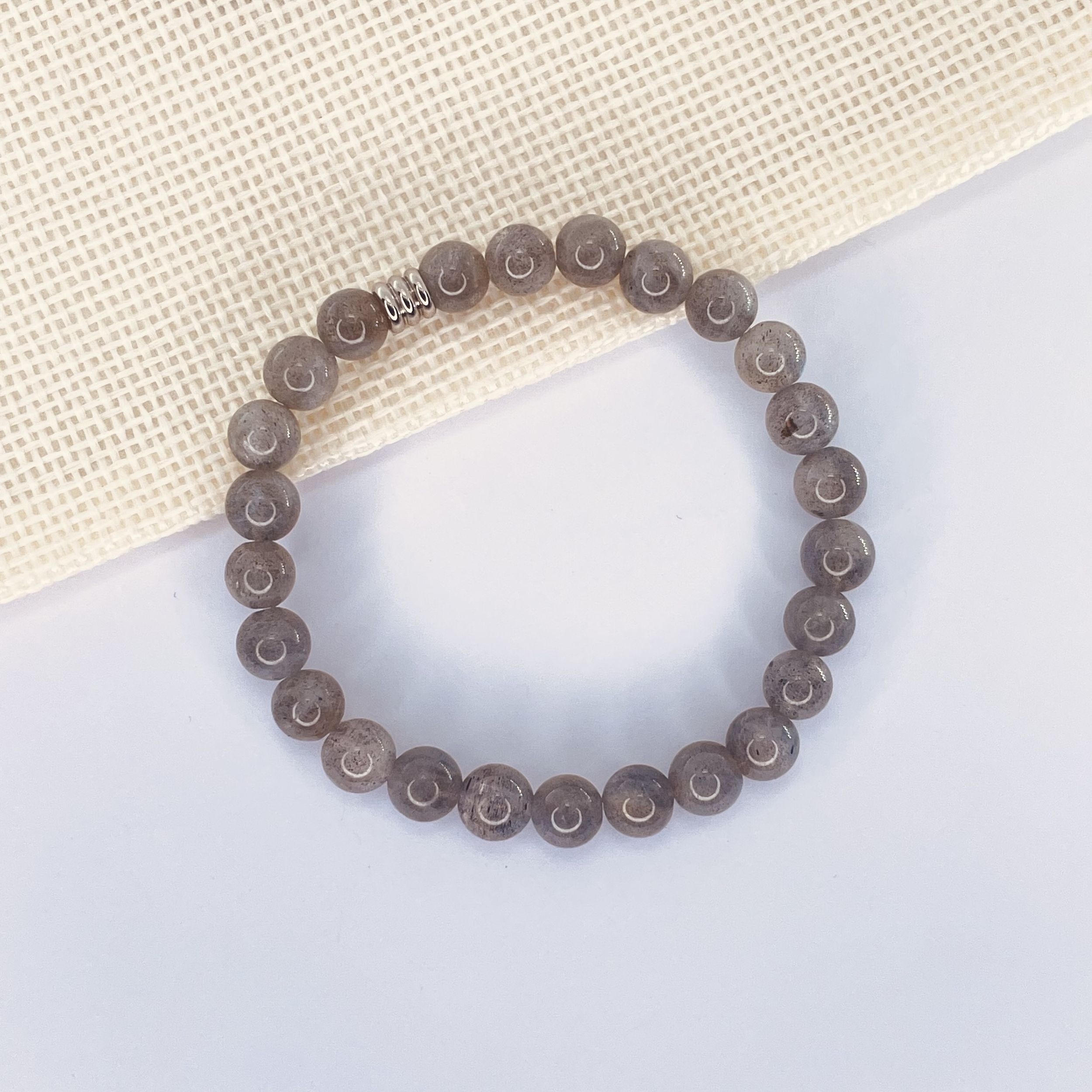 Bracelet enfant Labradorite en pierre naturelle perles 6 mm décor et tube acier