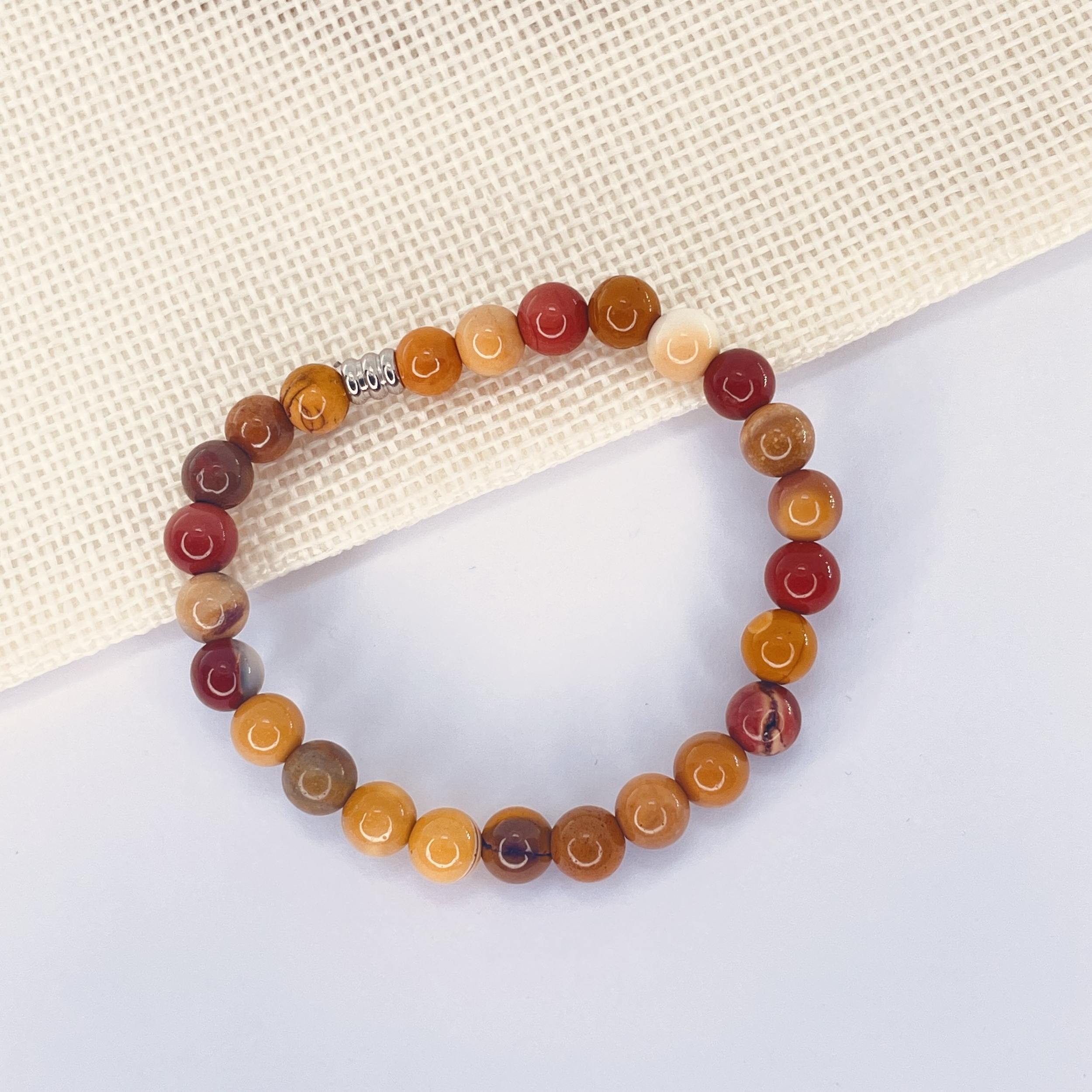 Bracelet enfant Jaspe Mokaite en pierre naturelle perles 6 mm tube acier