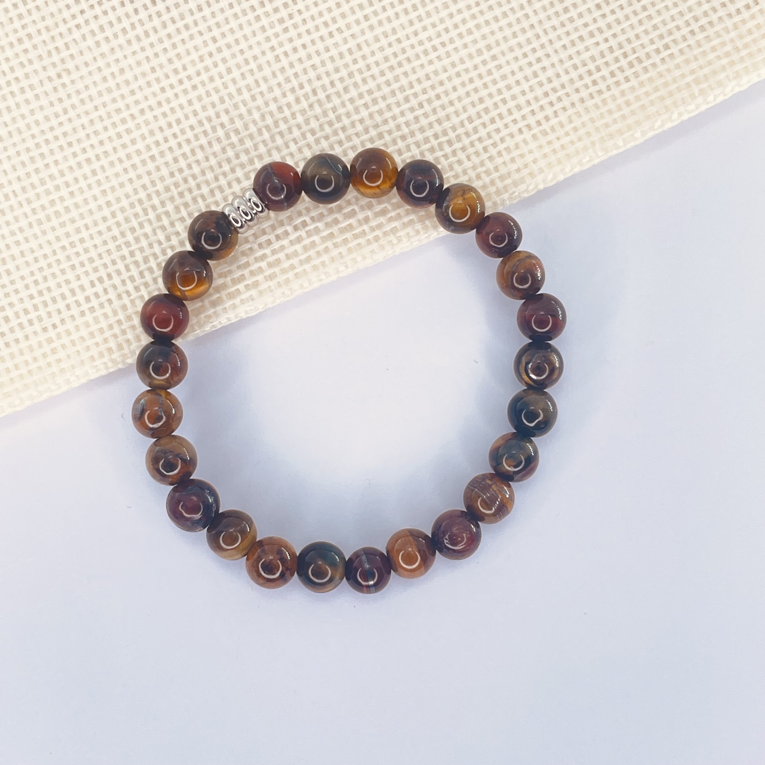 Bracelet enfant 3 Yeux en pierre naturelle perles 6 mm tube acier