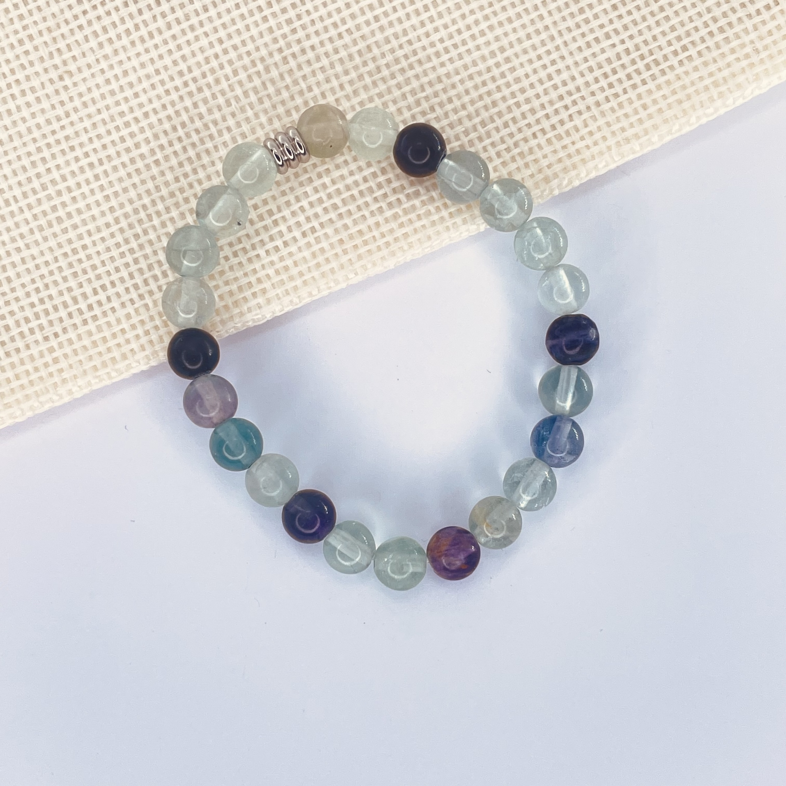 Bracelet enfant Fluorine en pierre naturelle perles 6 mm tube acier