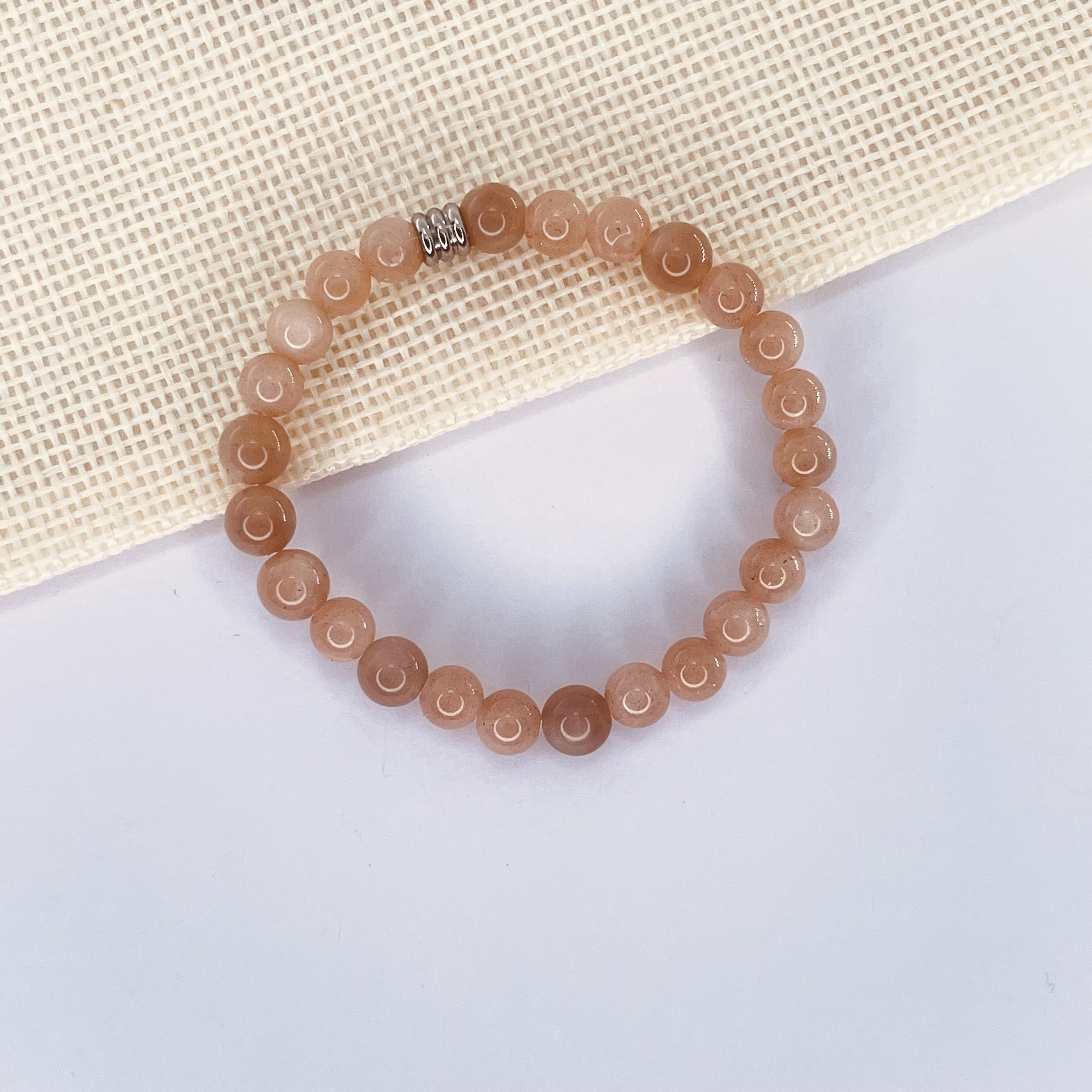 Bracelet enfant Pierre de Soleil en pierre naturelle perles 6 mm tube acier