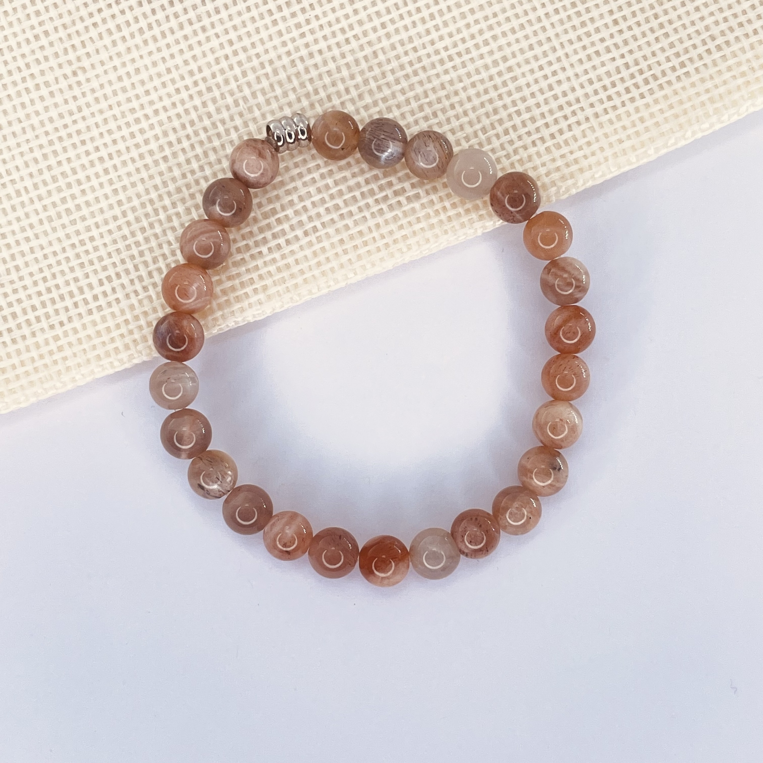 Bracelet enfant Pierre de Lune en pierre naturelle perles 6 mm tube acier