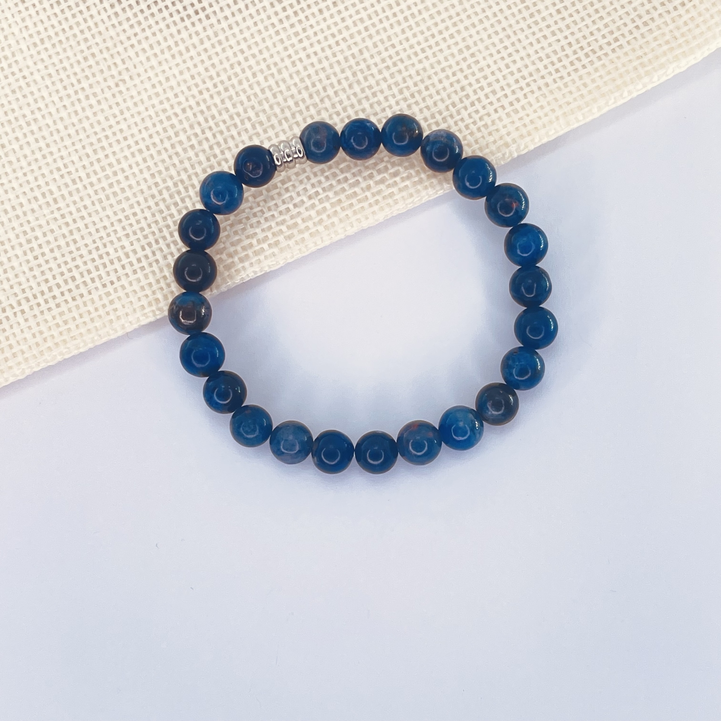 Bracelet enfant Sodalite en pierre naturelle perles 6 mm tube acier