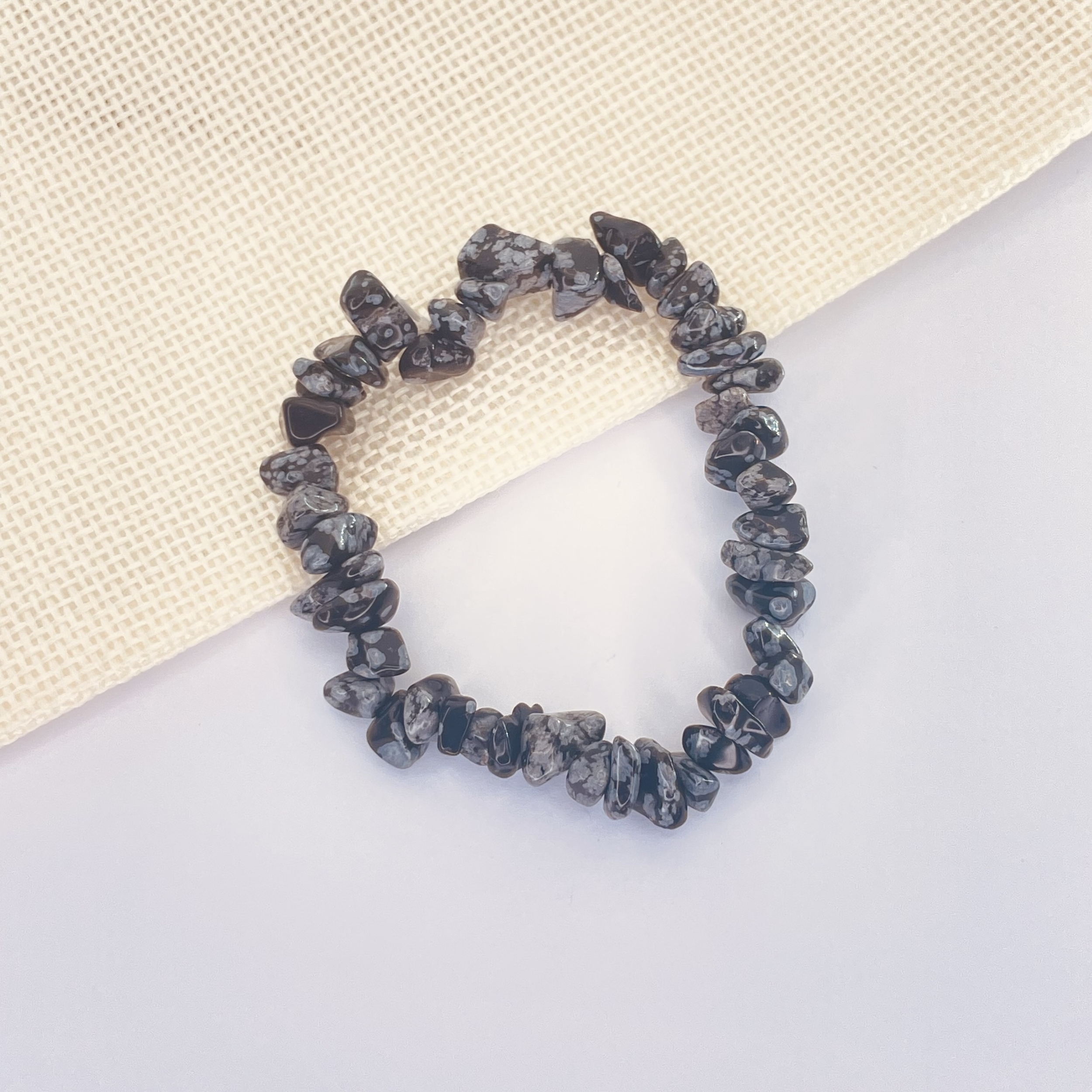 Bracelet Baroque Obsidienne Neigeuse en pierre naturelle
