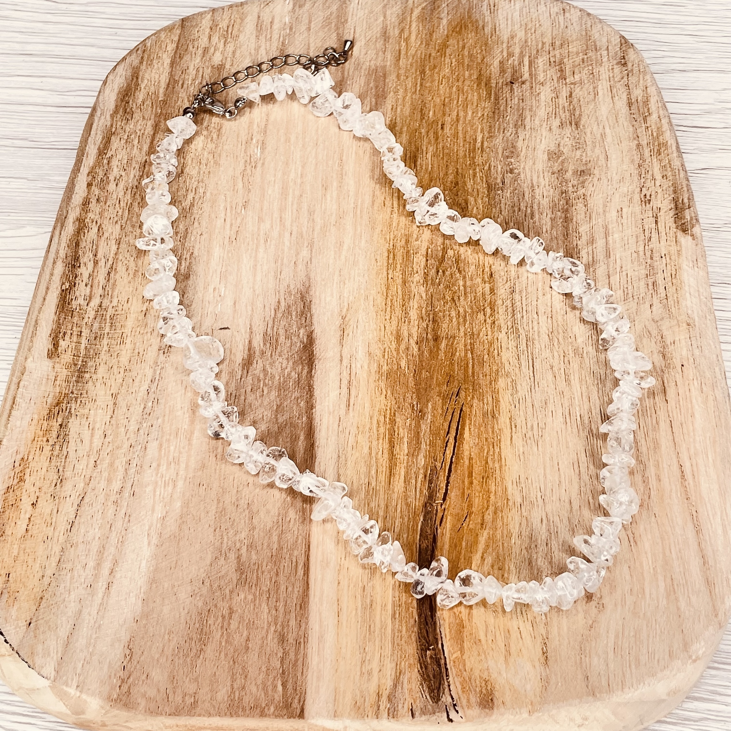 Collier Baroque 42 cm Quartz Blanc