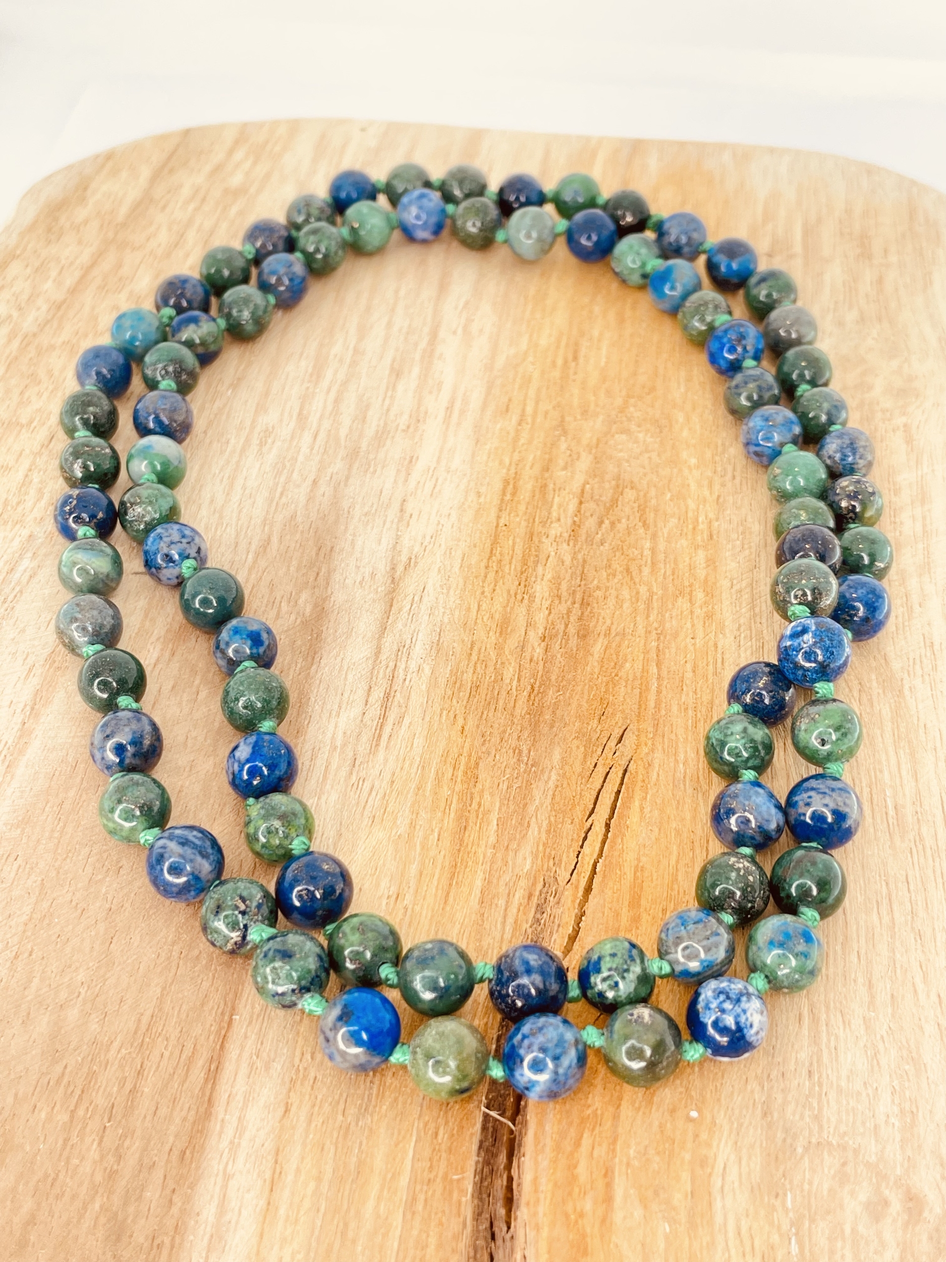 Collier sautoir en pierre naturelle Azurite-Malachite