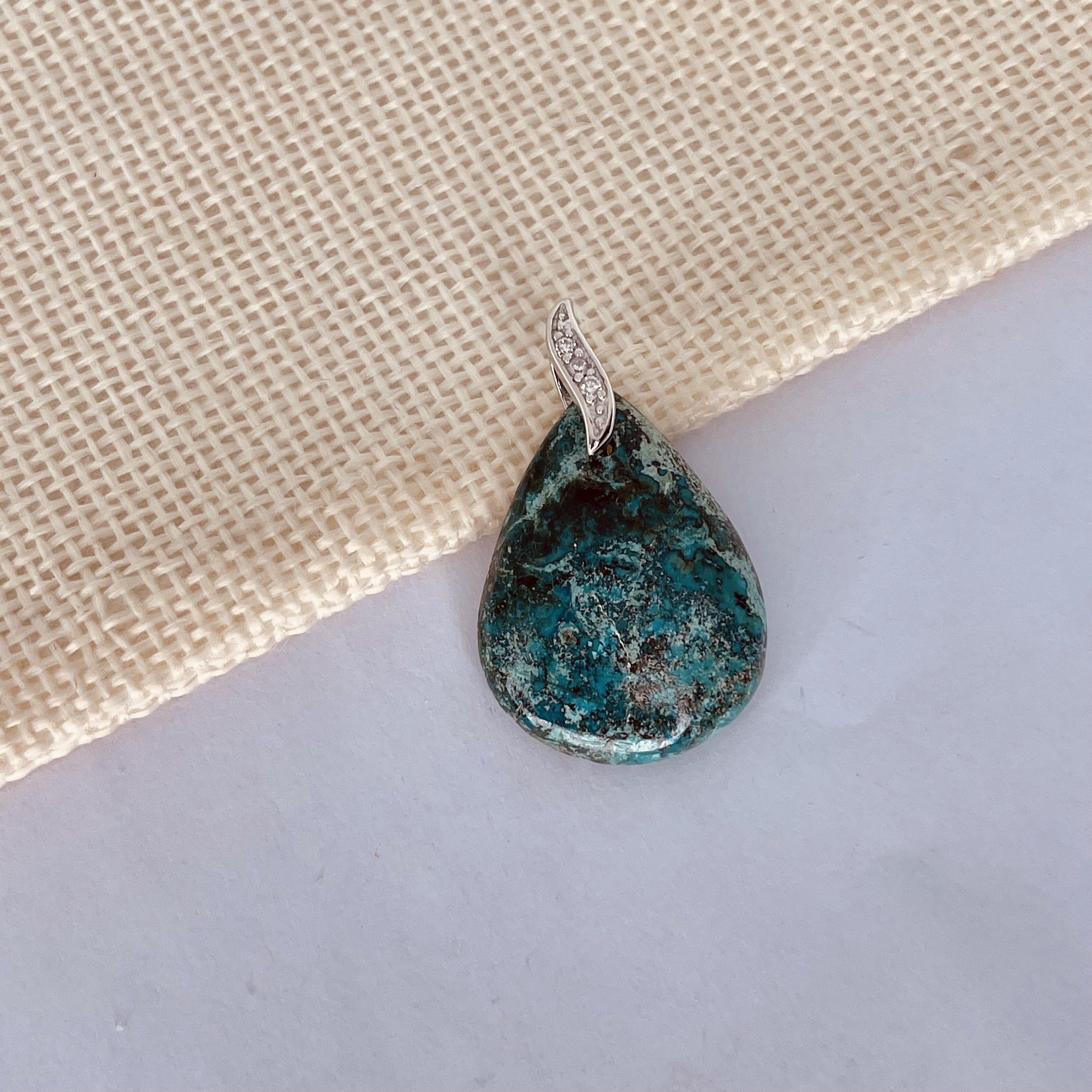 Pendentif Chrysocolle argent forme de goutte