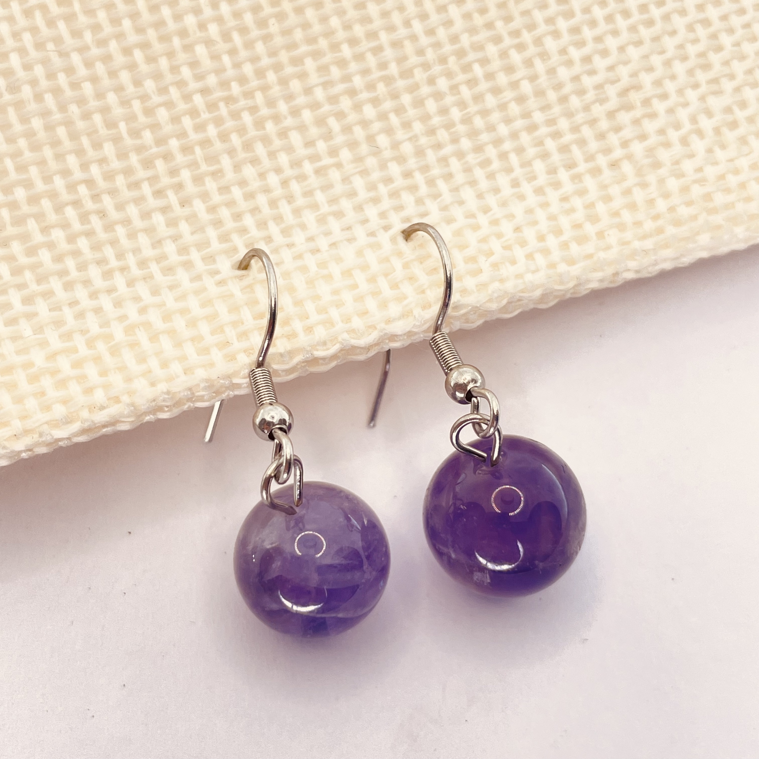 Boucles d\'oreilles en pierre naturelle améthyste