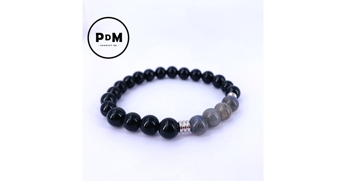Bracelet Perles Labradorite & Agate Mate Fait Main - Taille Sur Mesure Homme/Femme/Enfant