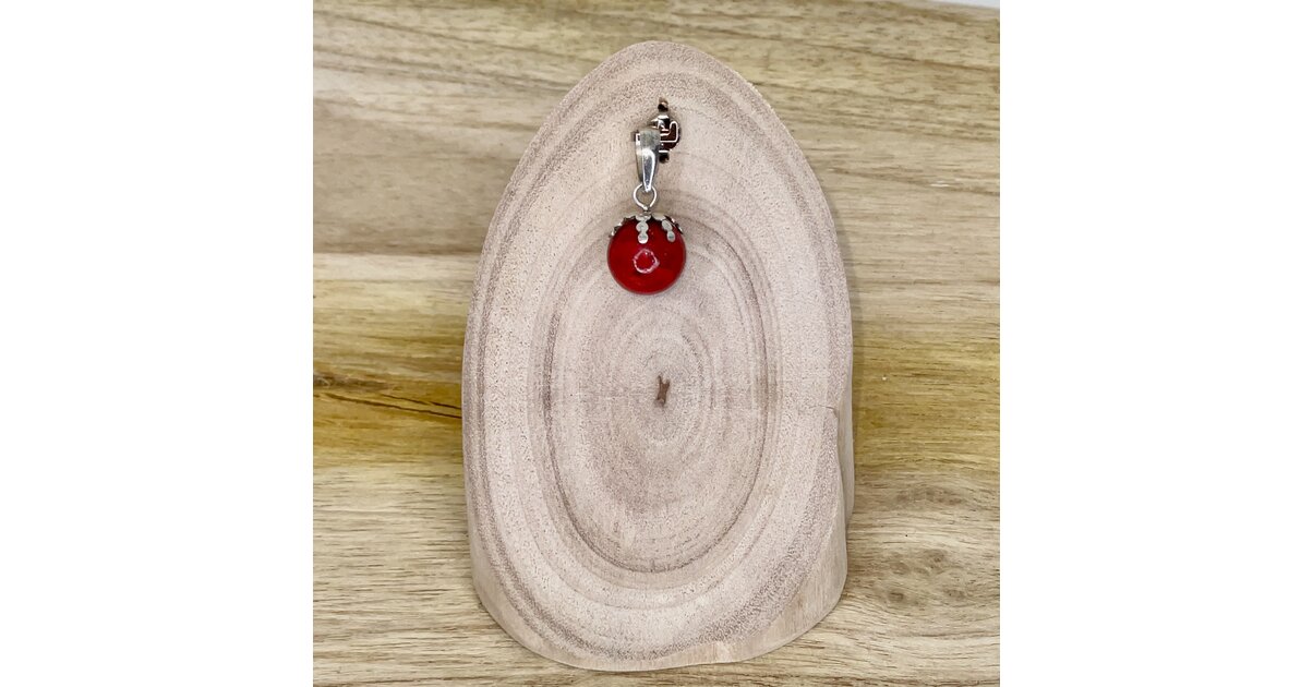 Pendentif Et Boucles D'oreilles Argent Bas Titre Et Corail - Probablement Argent Et Corail - Occasion, Bijou Vintage