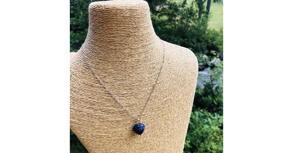 Pendentif Collier Sodalite Bleue – Cœur En Pierre Naturelle, Lithothérapie