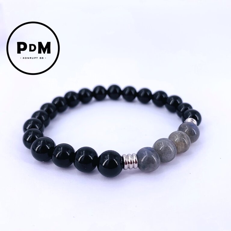 Bracelet En Pierres Noires Artificielles Tourmaline – Perles Facettées 3mm, Élastique – Talisman Protection, Porte-Bonheur – Cadeau Femme/Homme