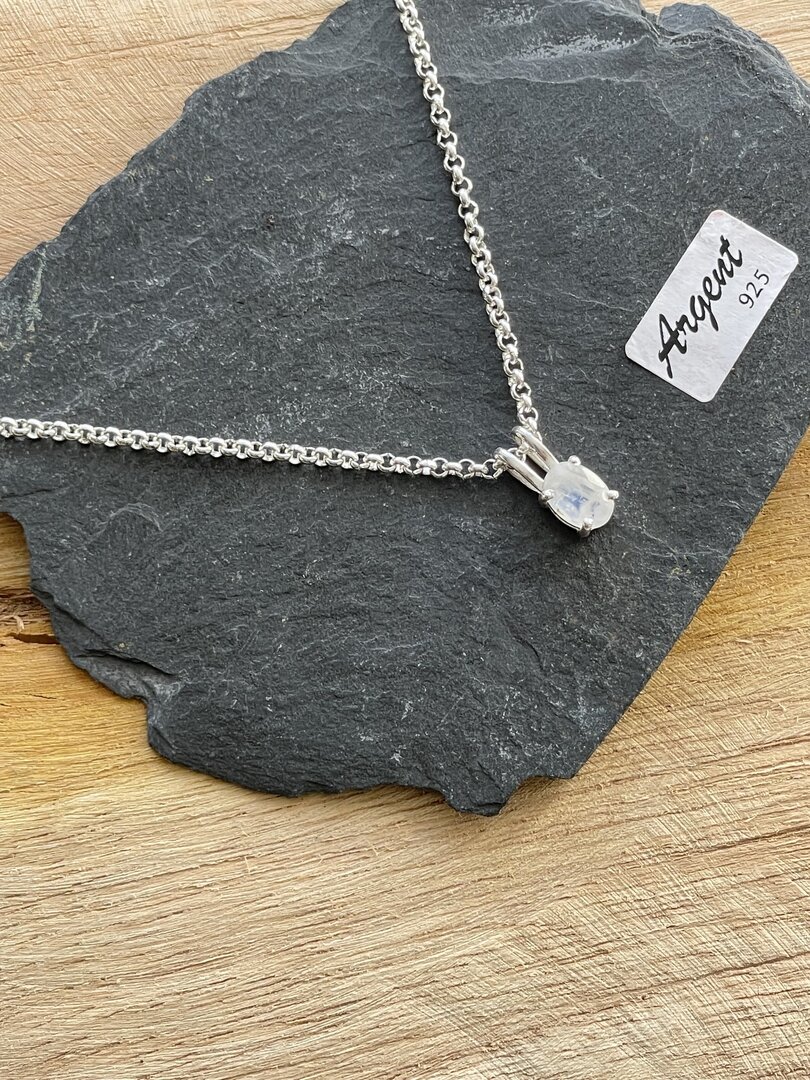 Pendentif Ovale En Pierre De Lune Naturelle Avec Argent Sterling 925 – Bijou Neuf Sans Emballage