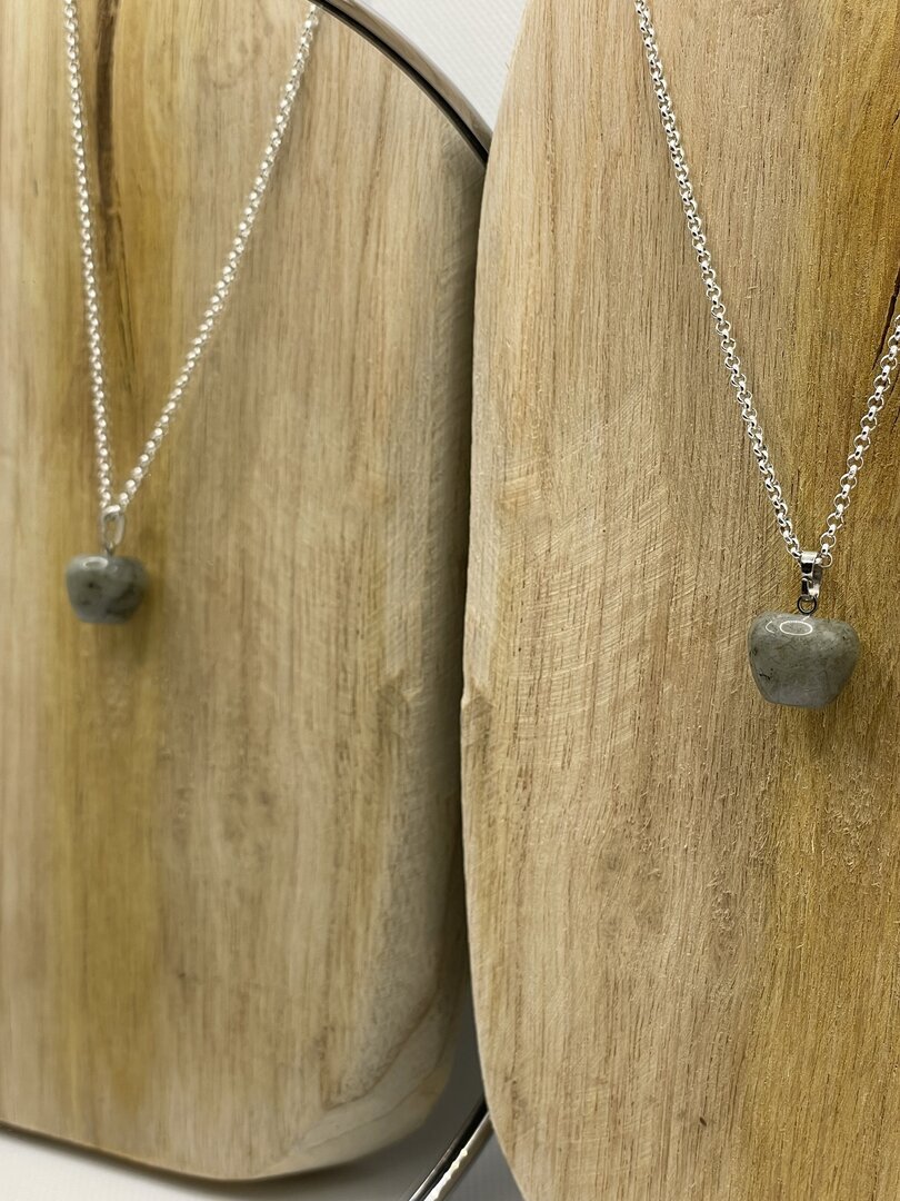 Pendentif Cœur En Labradorite Naturelle - Pierre Précieuse Élégante, Cadeau Idéal Pour Un Être Cher, Port Longue Durée