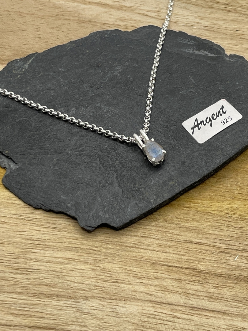 Pendentif pierre brute - pierre de naissance Septembre - Argent 925 Labradorite x1 - Perles & Co