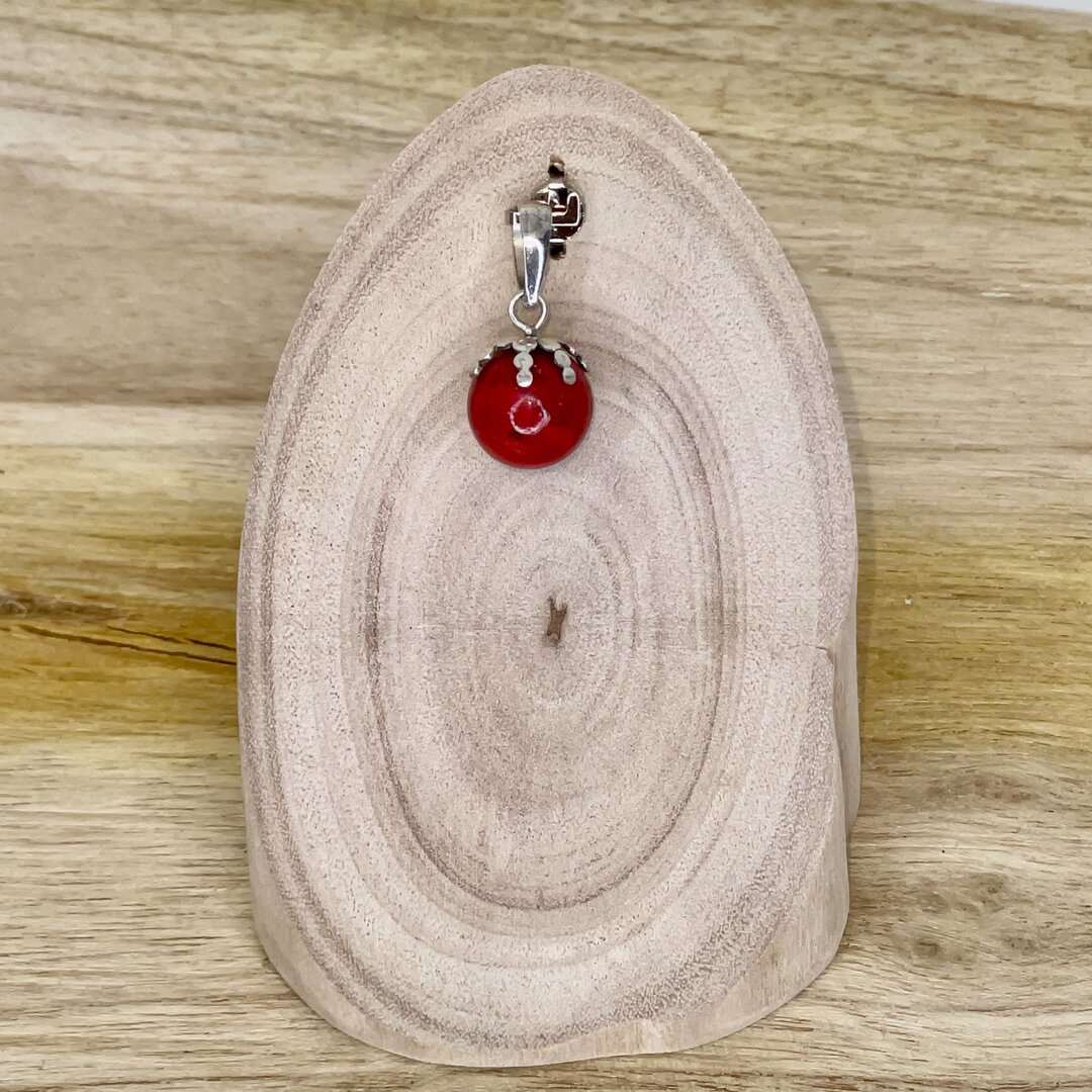 Pendentif Corail Rouge Naturel - Collier Méditerranéen - Artisanal - 19.50 Carats