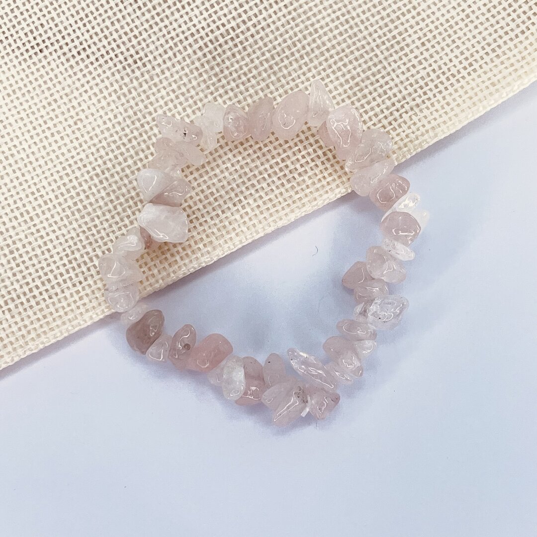 Bracelet élastique Baroque En Quartz Rose – Pierres Naturelles – Sans étiquette