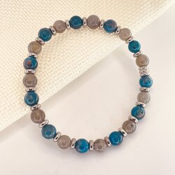 Collier Long De Perles D'apatite Bleue - 80 Cm - Pierre Naturelle - Neuf Sans Emballage