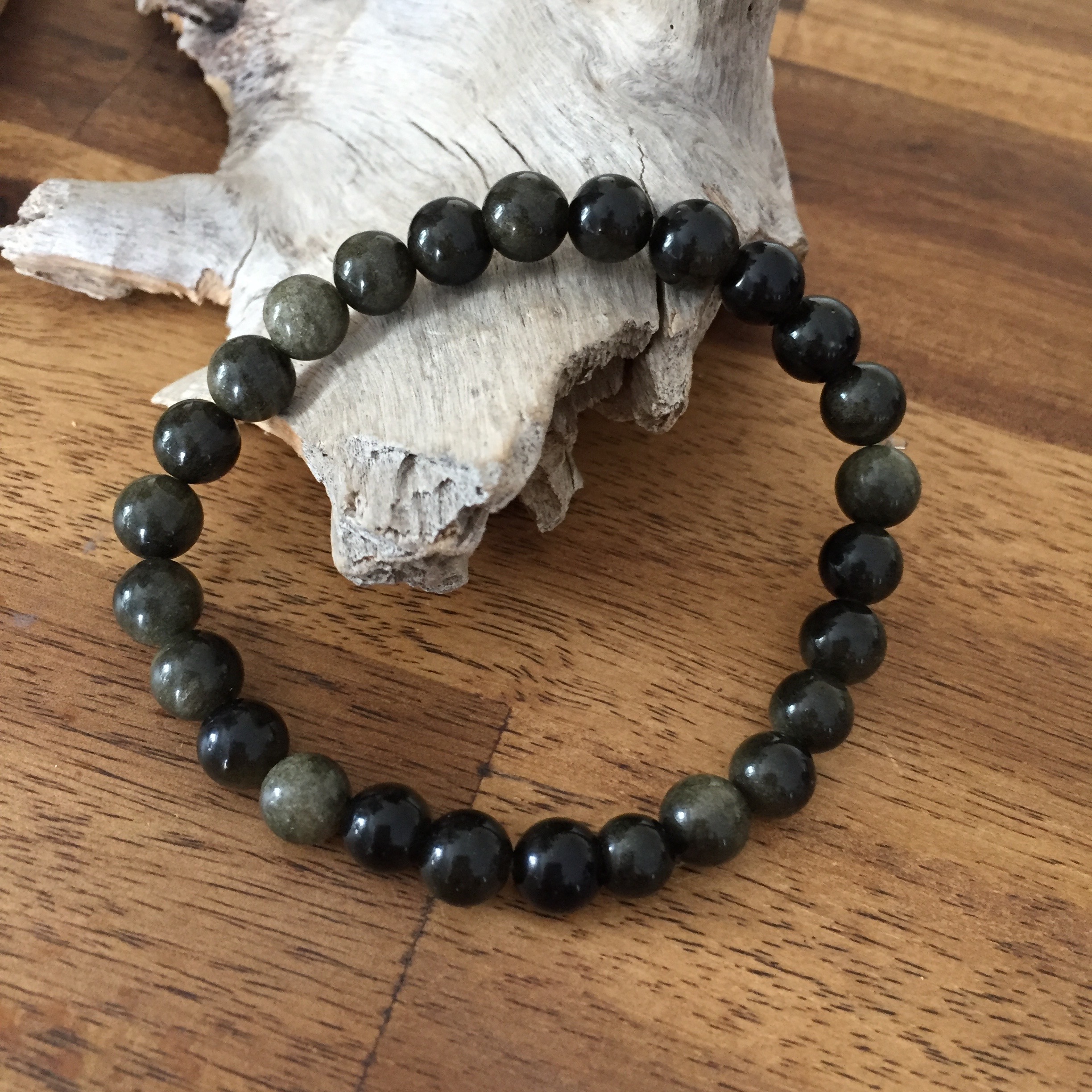 bracelet obsidienne dorée