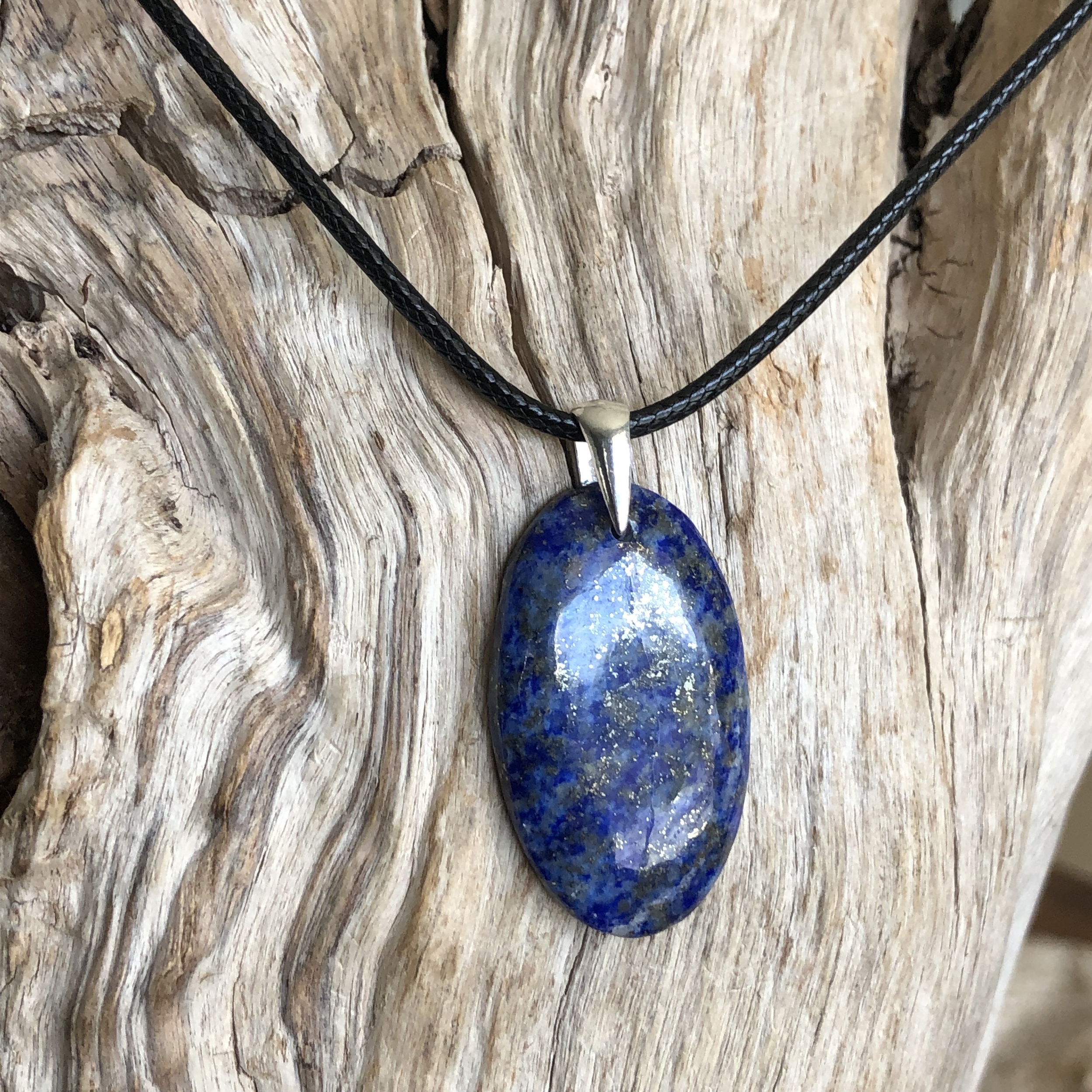 Pendentif lapis lazuli, bélière argent 925