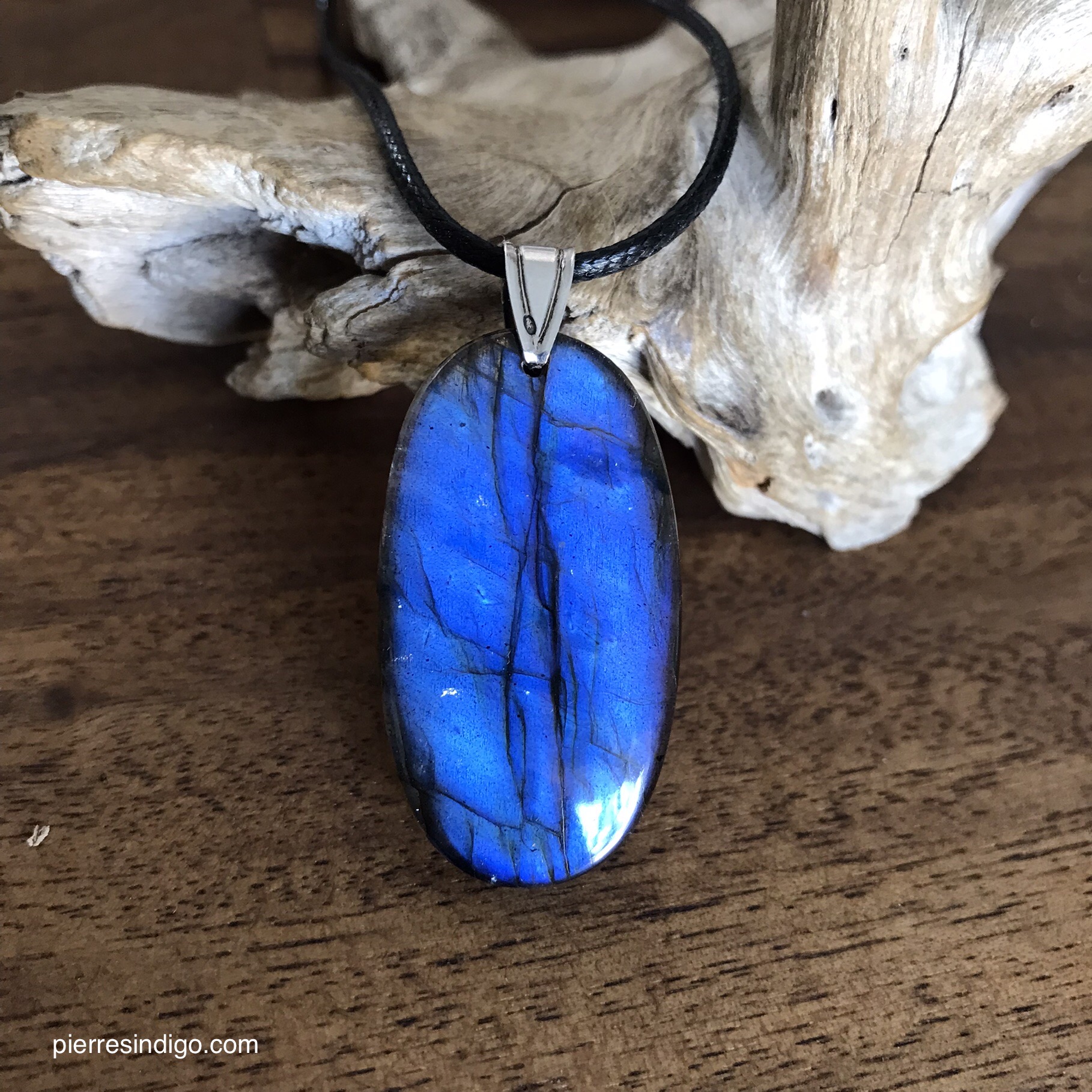 Pendentif labradorite, bélière argent 925