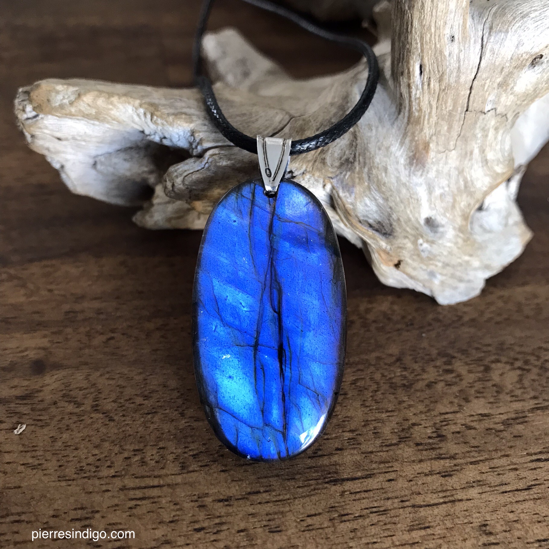 Pendentif labradorite, bélière argent 925