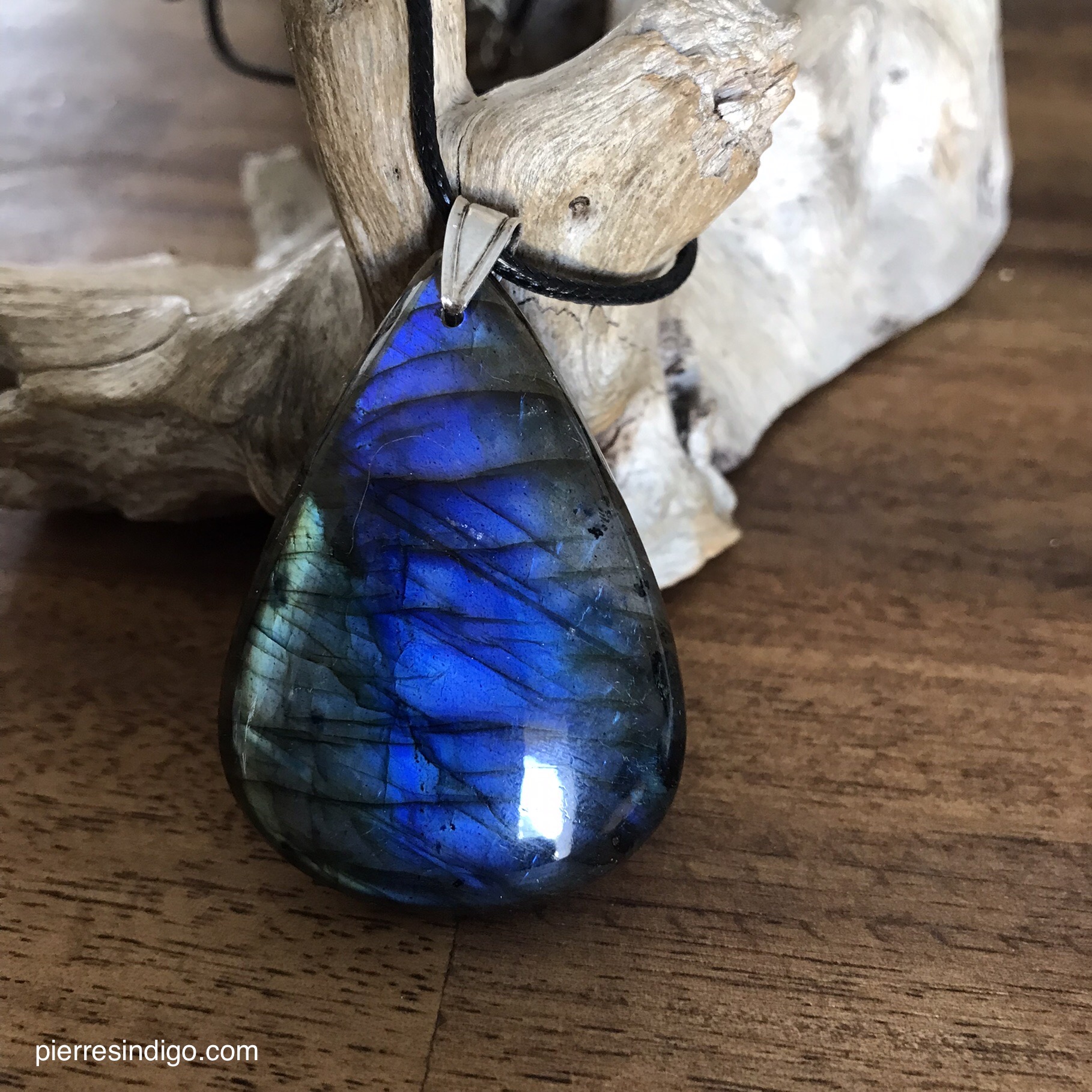 Pendentif labradorite, bélière argent 925