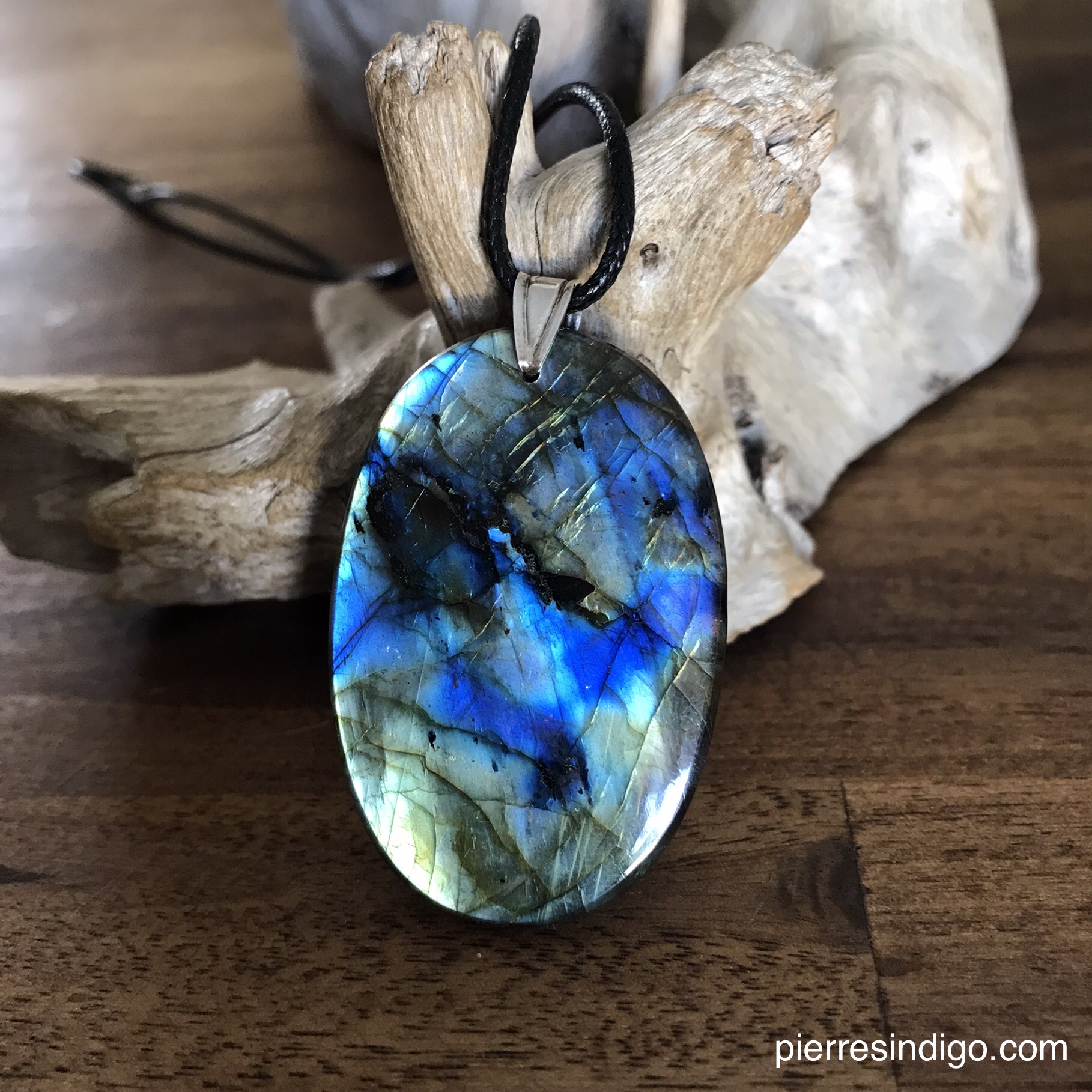 Pendentif labradorite, bélière argent 925