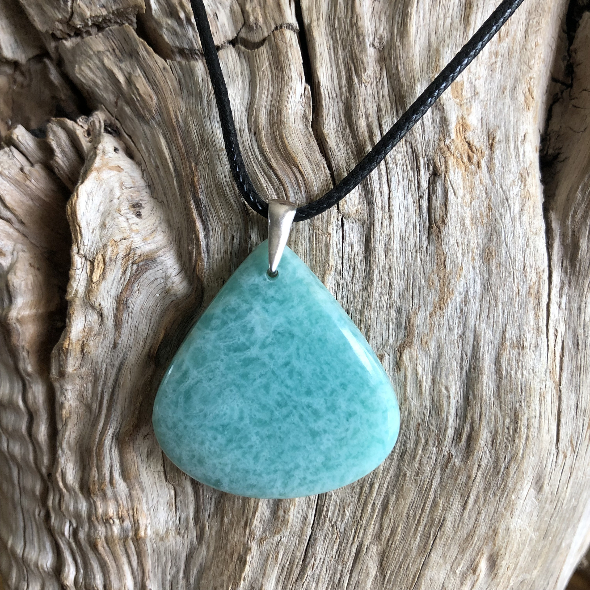 Pendentif Amazonite, bélière argent 925